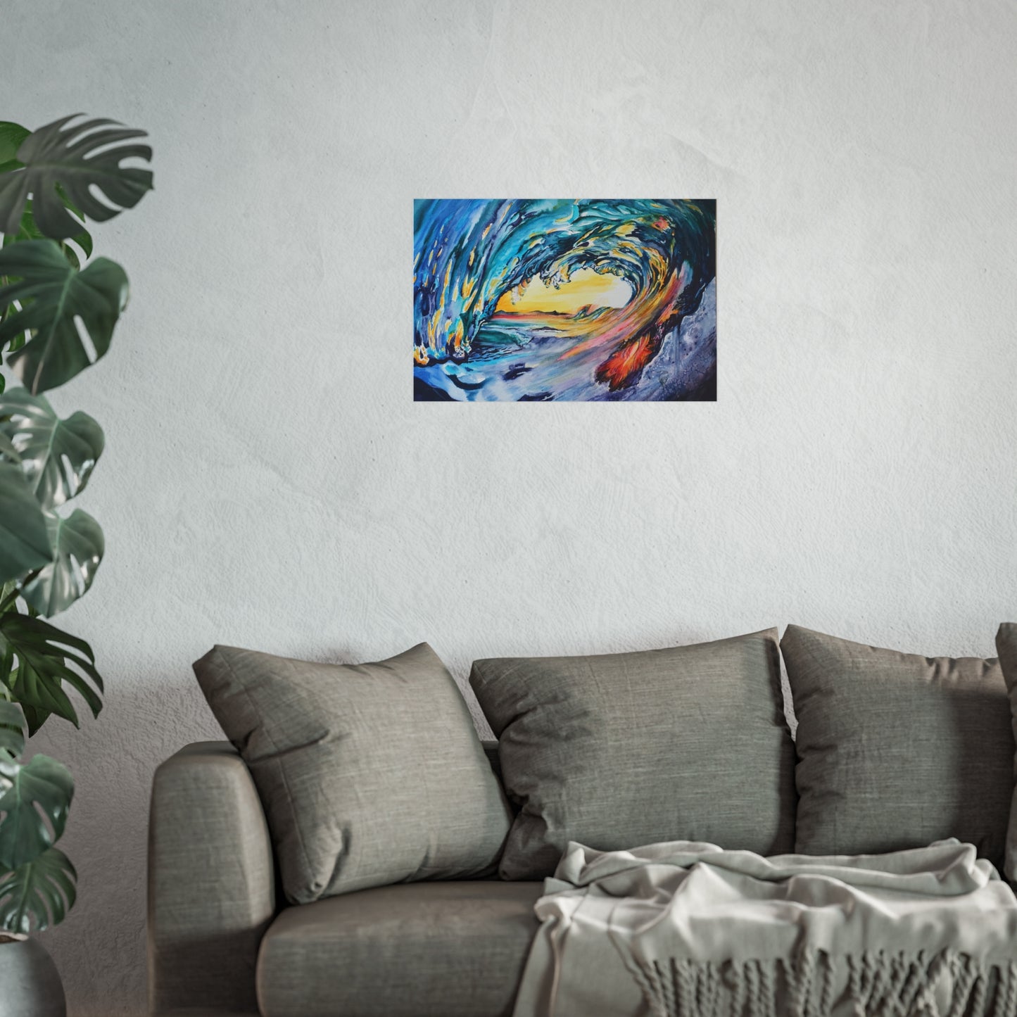 Ocean Wave Art Print, Fine Art Poster, Coastal Wall Decor, Beach House Artwork, Gift for Ocean Lovers, Painting Title: Liquid Sunshine