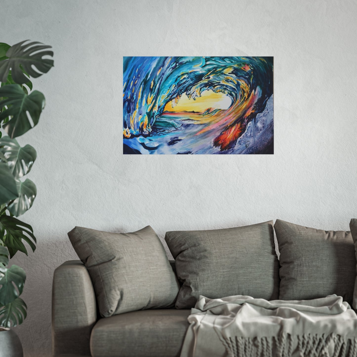 Ocean Wave Art Print, Fine Art Poster, Coastal Wall Decor, Beach House Artwork, Gift for Ocean Lovers, Painting Title: Liquid Sunshine