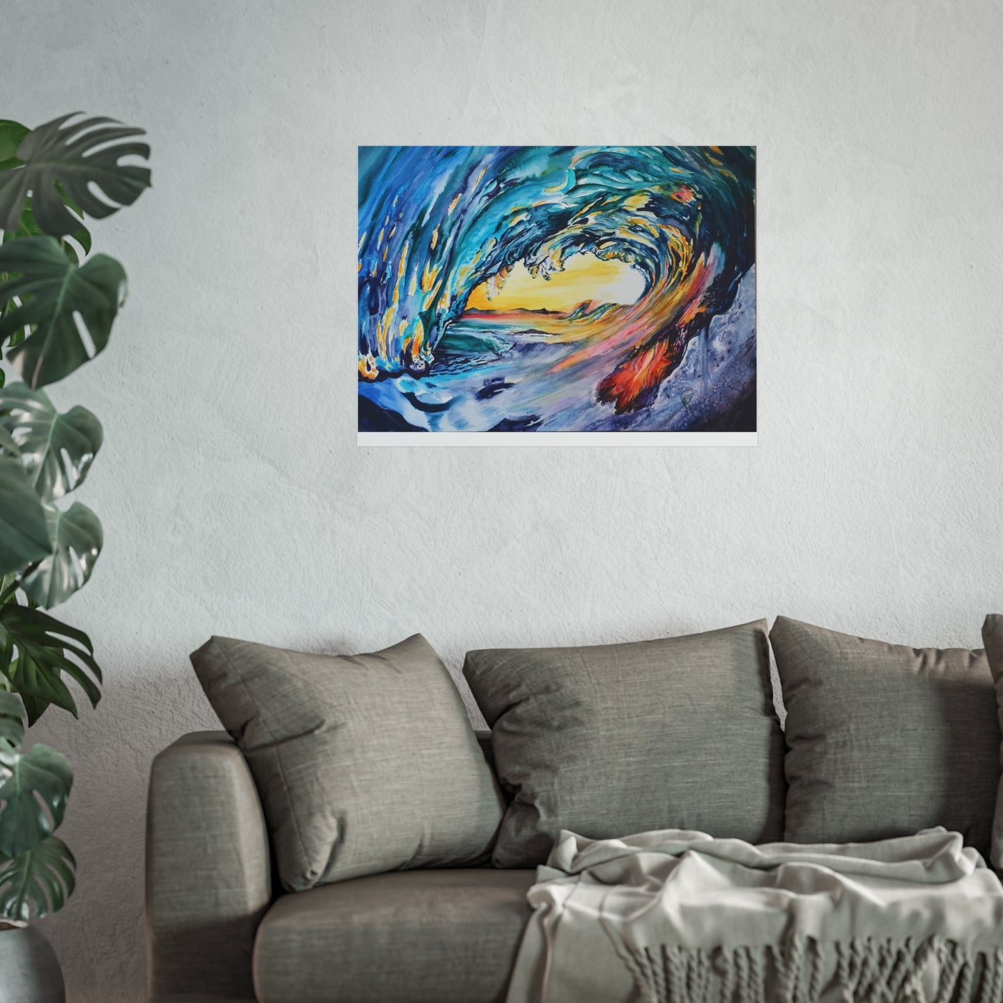 Ocean Wave Art Print, Fine Art Poster, Coastal Wall Decor, Beach House Artwork, Gift for Ocean Lovers, Painting Title: Liquid Sunshine