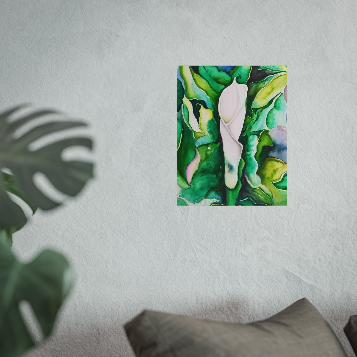 Botanical Fine Art Posters, Green Wall Art, Abstract Art Prints, Home Décor, Gift for Plant Lovers, Painting Title: Lauri's Calla Lily