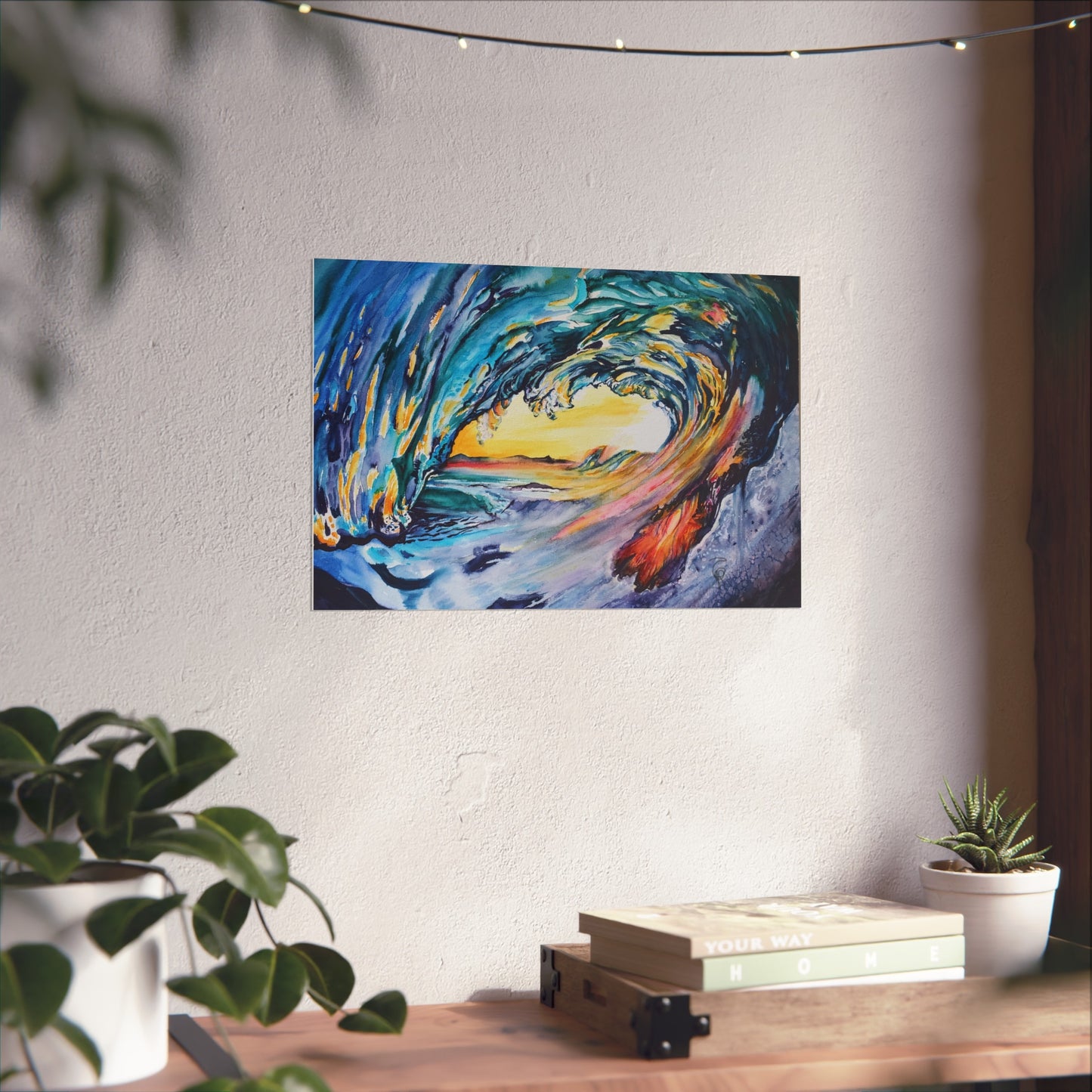 Ocean Wave Art Print, Fine Art Poster, Coastal Wall Decor, Beach House Artwork, Gift for Ocean Lovers, Painting Title: Liquid Sunshine
