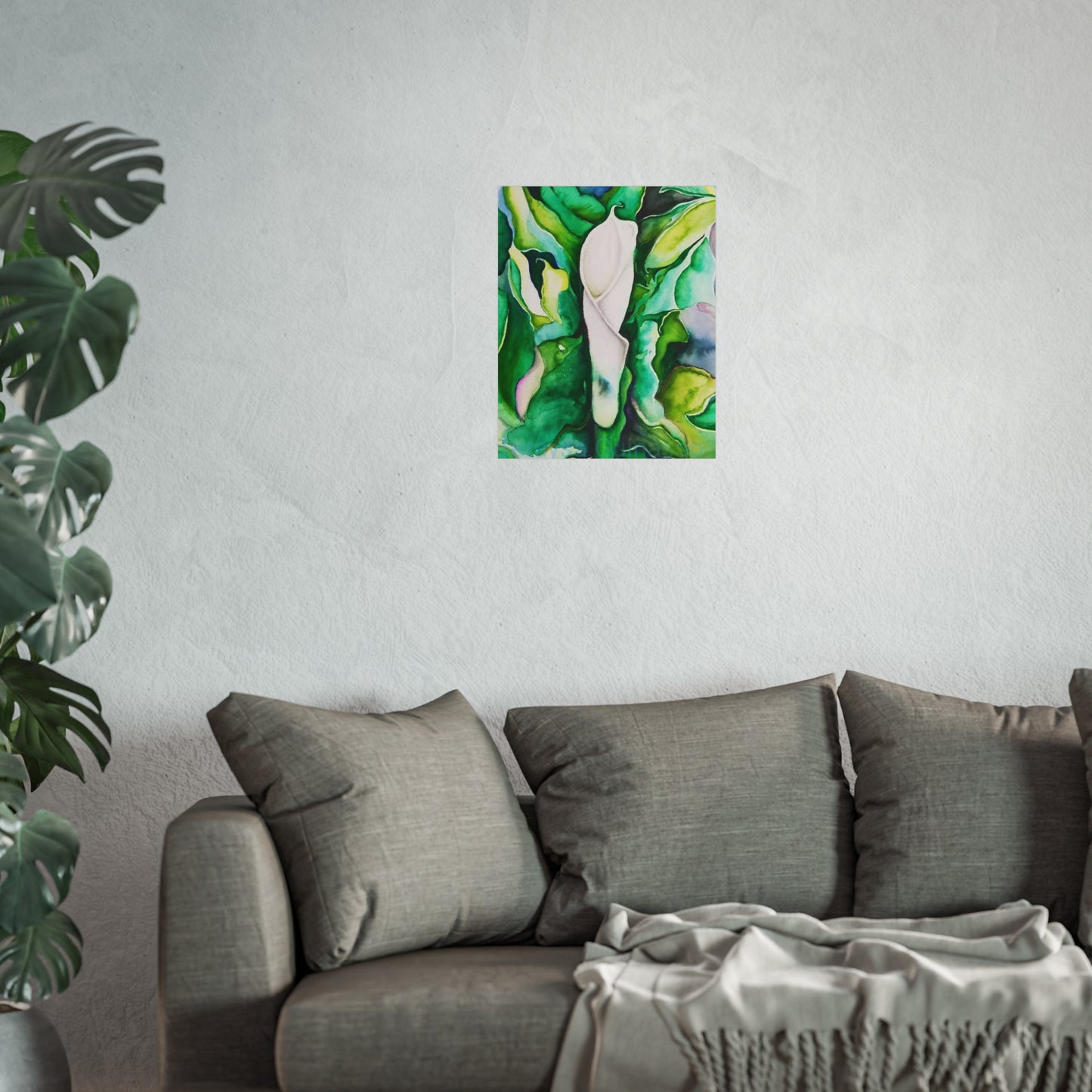 Botanical Fine Art Posters, Green Wall Art, Abstract Art Prints, Home Décor, Gift for Plant Lovers, Painting Title: Lauri's Calla Lily