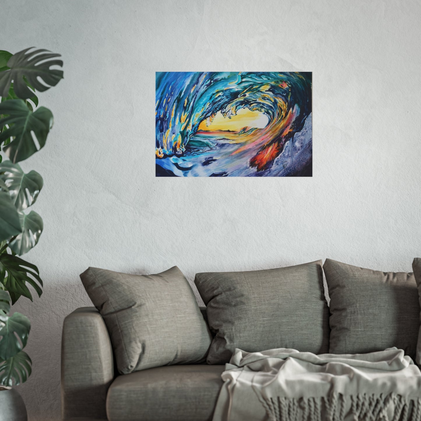 Ocean Wave Art Print, Fine Art Poster, Coastal Wall Decor, Beach House Artwork, Gift for Ocean Lovers, Painting Title: Liquid Sunshine