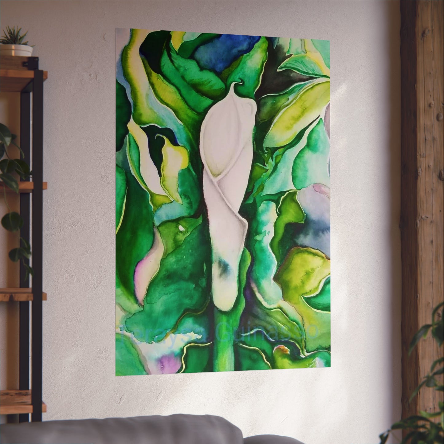 Botanical Fine Art Posters, Green Wall Art, Abstract Art Prints, Home Décor, Gift for Plant Lovers, Painting Title: Lauri's Calla Lily
