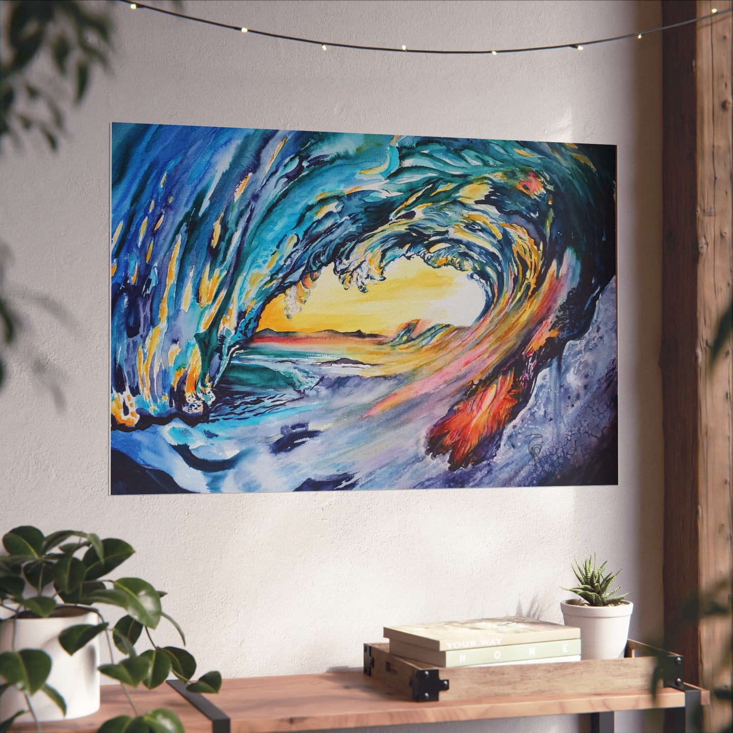 Ocean Wave Art Print, Fine Art Poster, Coastal Wall Decor, Beach House Artwork, Gift for Ocean Lovers, Painting Title: Liquid Sunshine