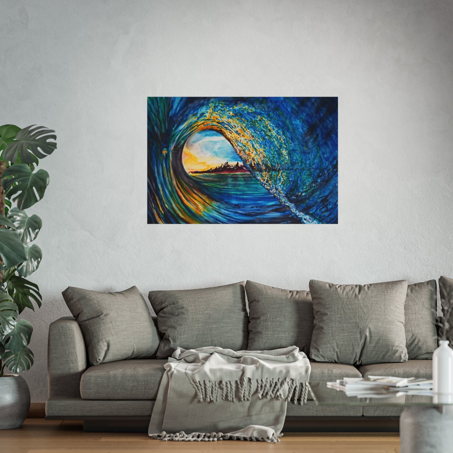 Ocean Wave Fine Art Poster, Coastal Wall Décor, Surfing Art Print, Living Room Artwork, Beach House Decor, Nautical Home Style, Painting Title: Kasey's Wave