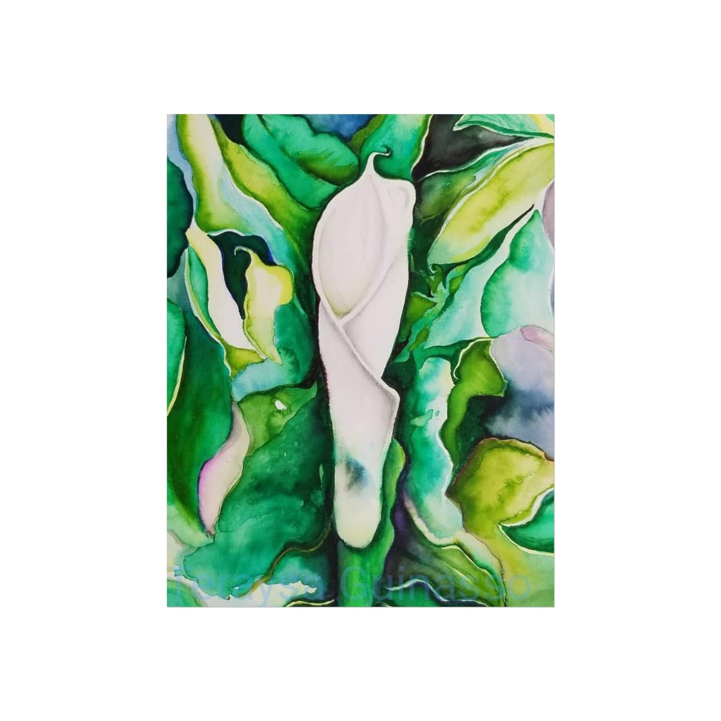 Botanical Fine Art Posters, Green Wall Art, Abstract Art Prints, Home Décor, Gift for Plant Lovers, Painting Title: Lauri's Calla Lily