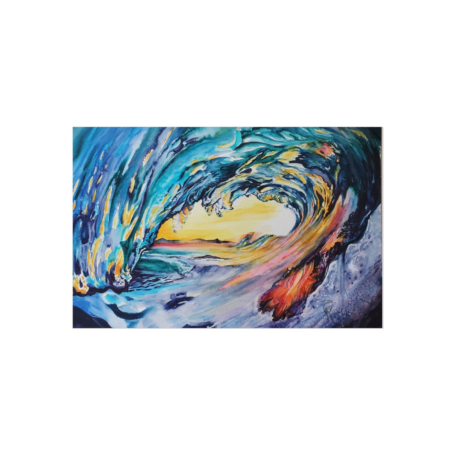 Ocean Wave Art Print, Fine Art Poster, Coastal Wall Decor, Beach House Artwork, Gift for Ocean Lovers, Painting Title: Liquid Sunshine