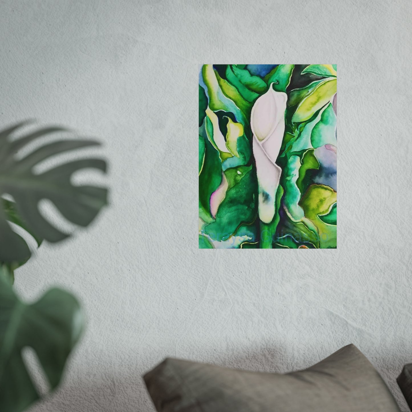 Botanical Fine Art Posters, Green Wall Art, Abstract Art Prints, Home Décor, Gift for Plant Lovers, Painting Title: Lauri's Calla Lily