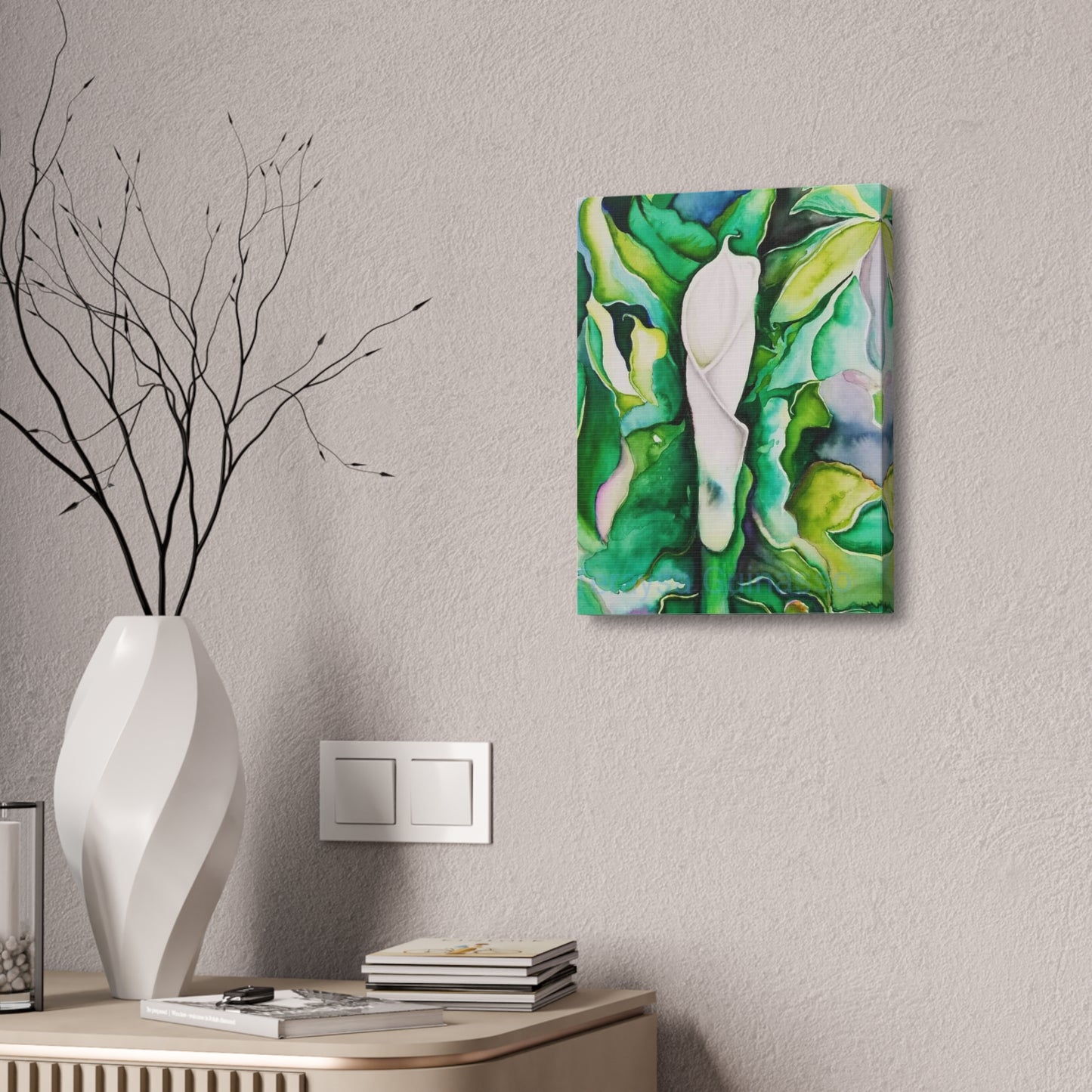 Botanical Canvas Print, Nature Wall Art, Home Decor, Gift for Plant Lovers, Greenery Artwork, Floral Decor, Painting Title: Painting Title: Lauri's Calla Lily