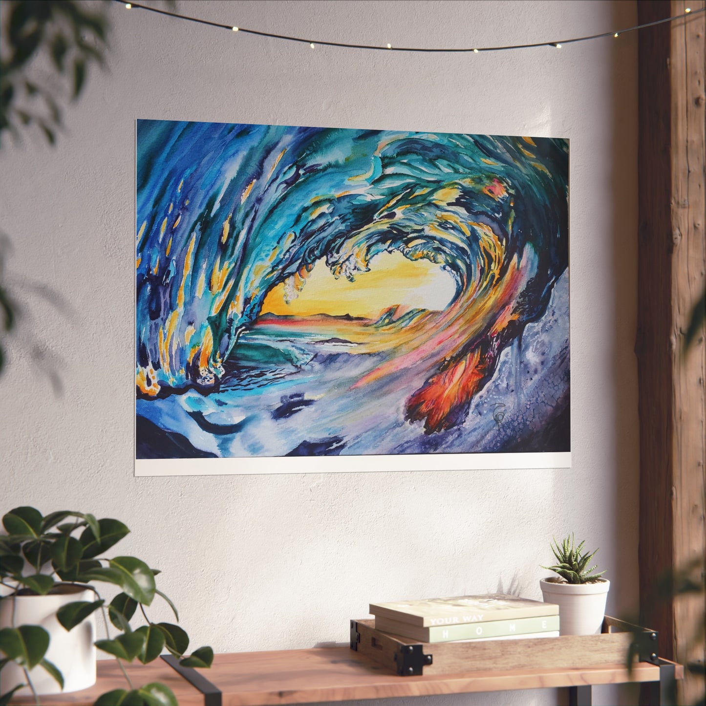 Ocean Wave Art Print, Fine Art Poster, Coastal Wall Decor, Beach House Artwork, Gift for Ocean Lovers, Painting Title: Liquid Sunshine