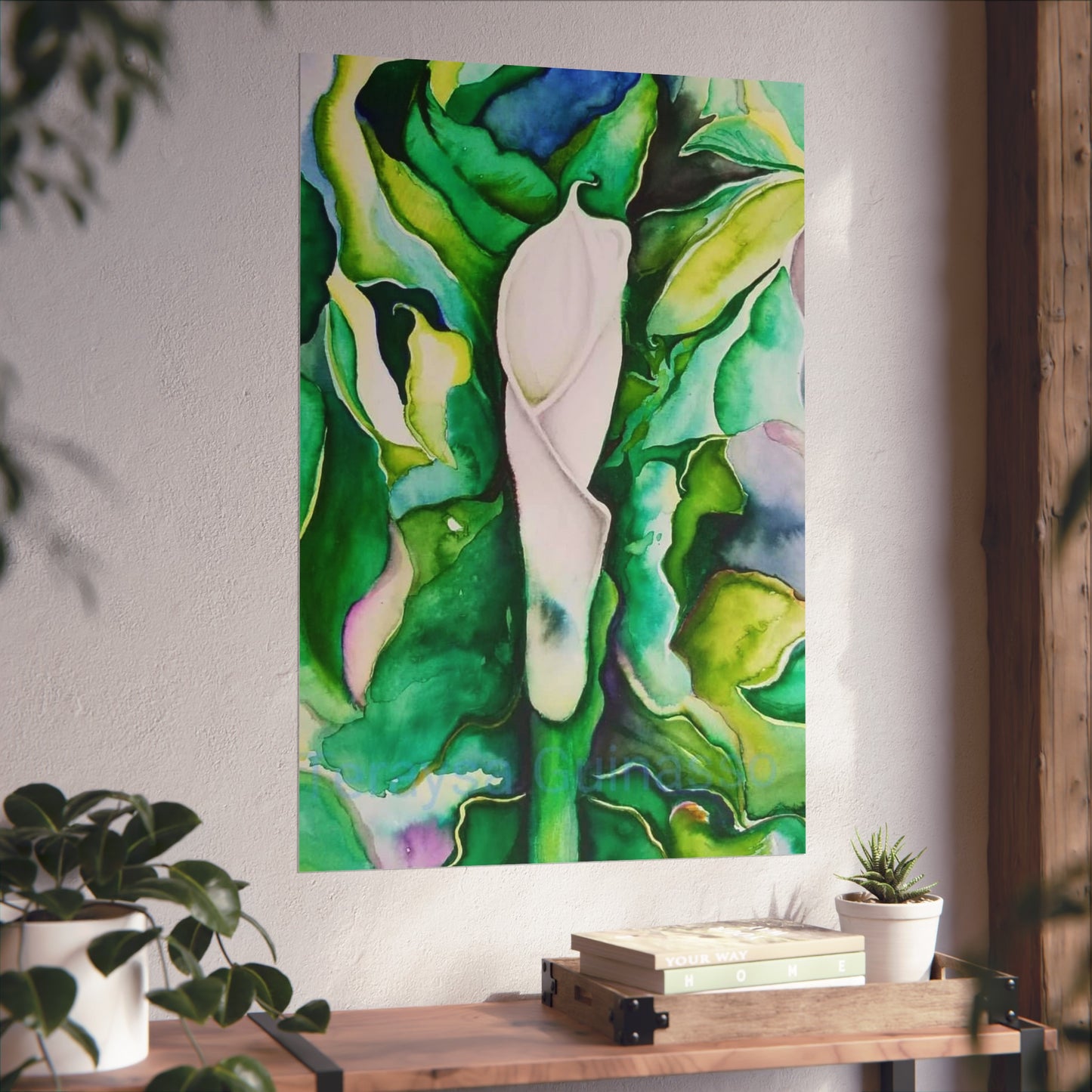 Botanical Fine Art Posters, Green Wall Art, Abstract Art Prints, Home Décor, Gift for Plant Lovers, Painting Title: Lauri's Calla Lily