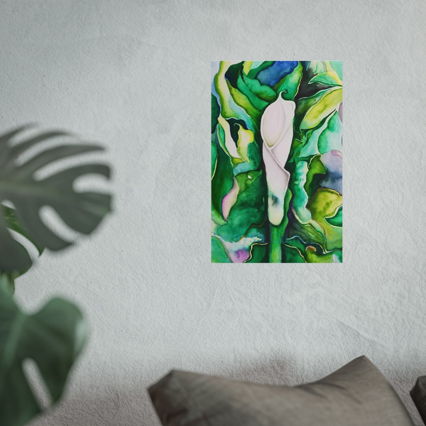 Botanical Fine Art Posters, Green Wall Art, Abstract Art Prints, Home Décor, Gift for Plant Lovers, Painting Title: Lauri's Calla Lily