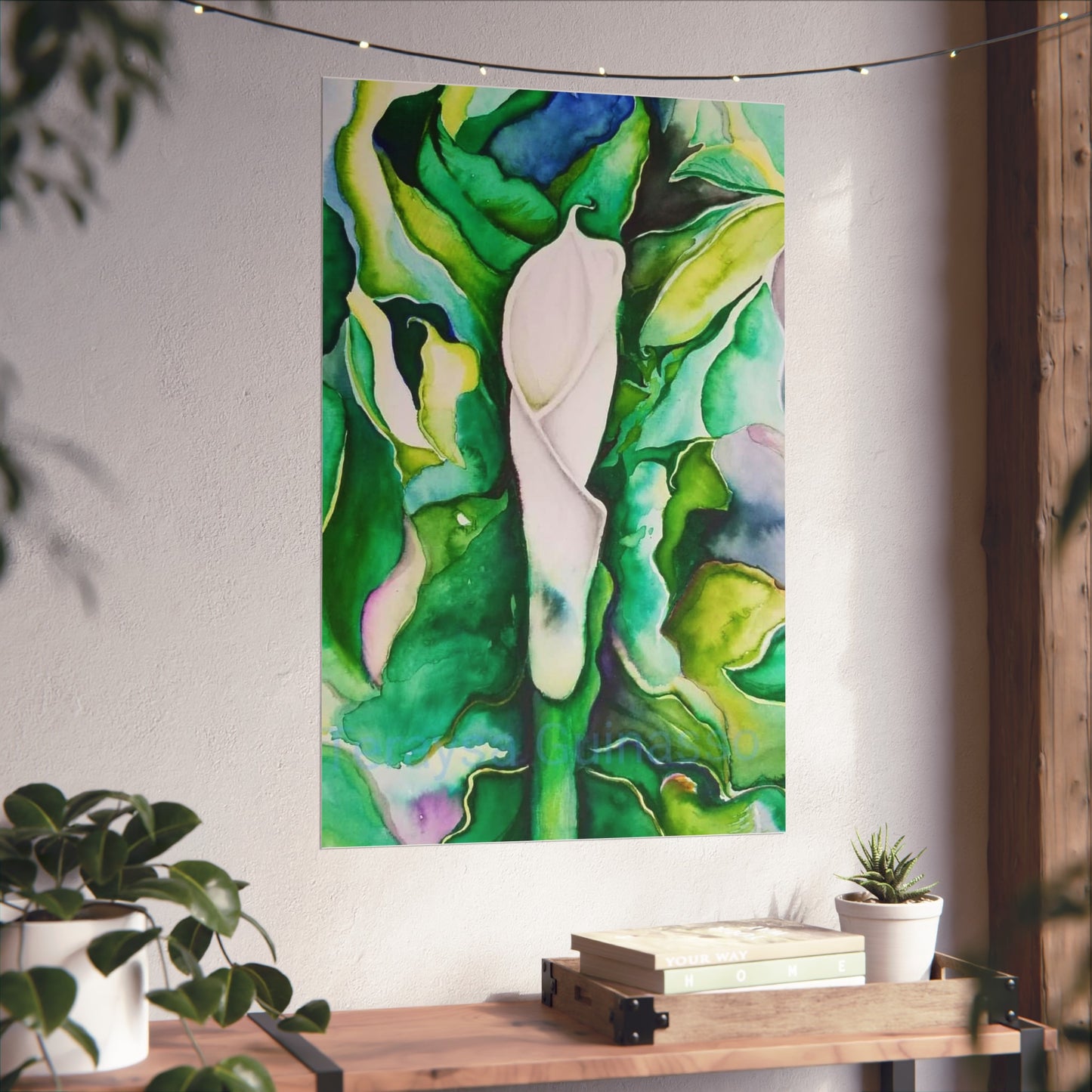 Botanical Fine Art Posters, Green Wall Art, Abstract Art Prints, Home Décor, Gift for Plant Lovers, Painting Title: Lauri's Calla Lily