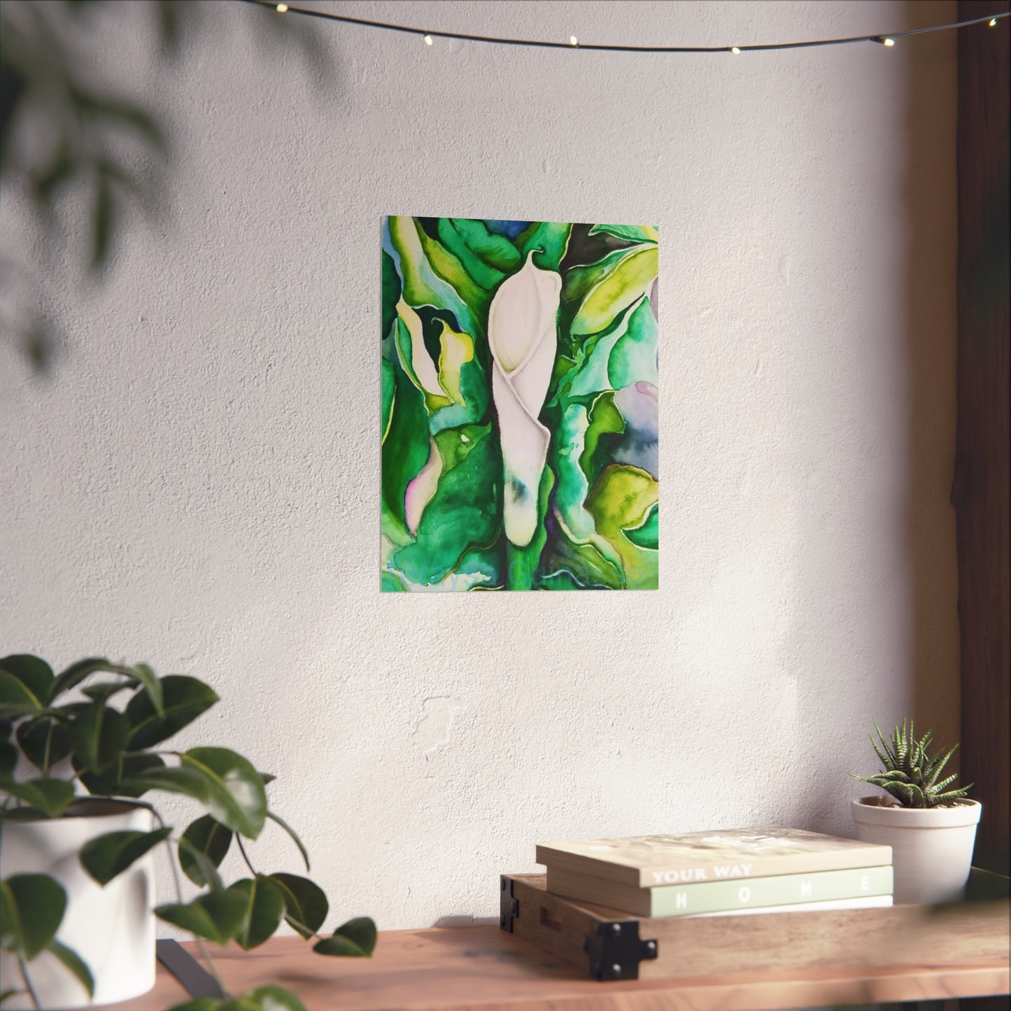 Botanical Fine Art Posters, Green Wall Art, Abstract Art Prints, Home Décor, Gift for Plant Lovers, Painting Title: Lauri's Calla Lily