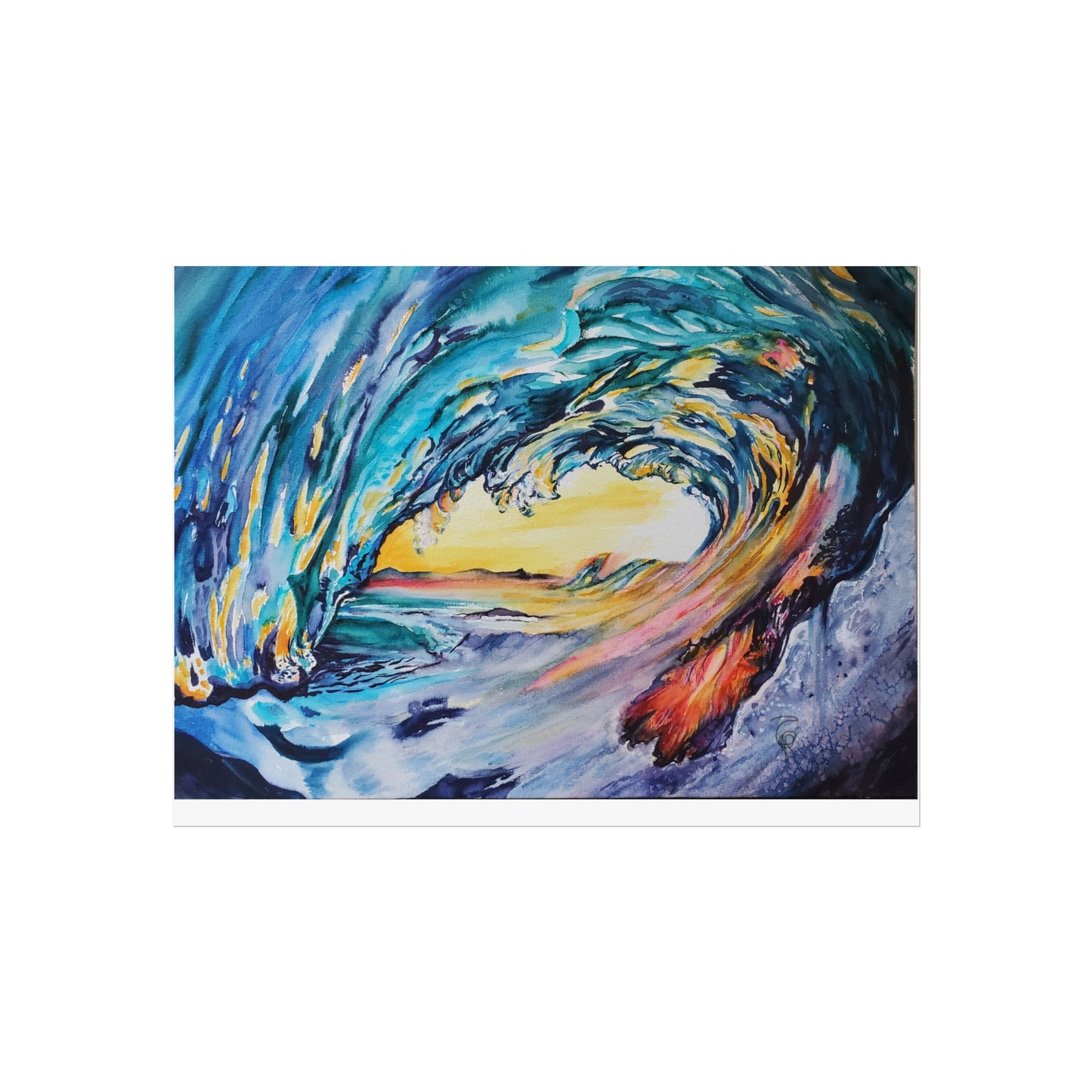 Ocean Wave Art Print, Fine Art Poster, Coastal Wall Decor, Beach House Artwork, Gift for Ocean Lovers, Painting Title: Liquid Sunshine