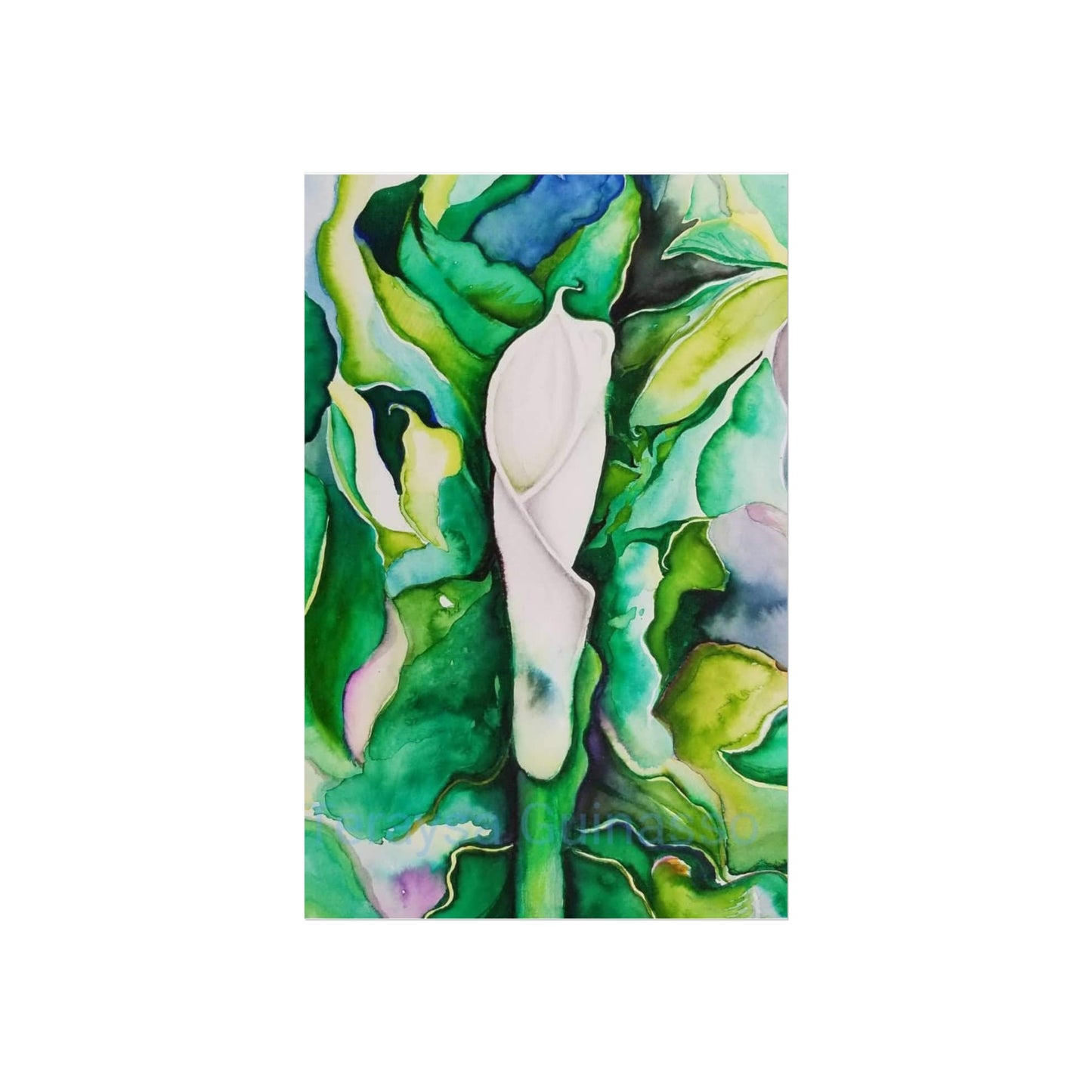 Botanical Fine Art Posters, Green Wall Art, Abstract Art Prints, Home Décor, Gift for Plant Lovers, Painting Title: Lauri's Calla Lily