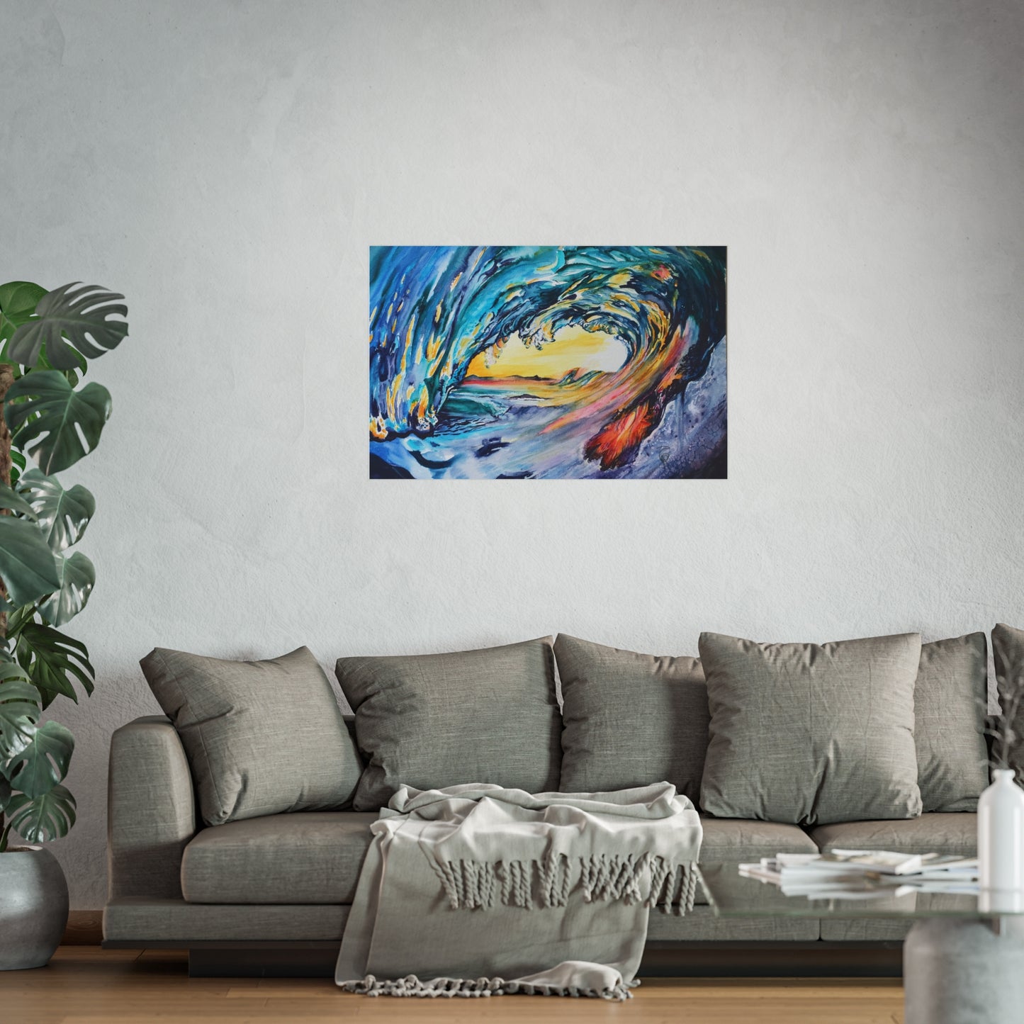 Ocean Wave Art Print, Fine Art Poster, Coastal Wall Decor, Beach House Artwork, Gift for Ocean Lovers, Painting Title: Liquid Sunshine