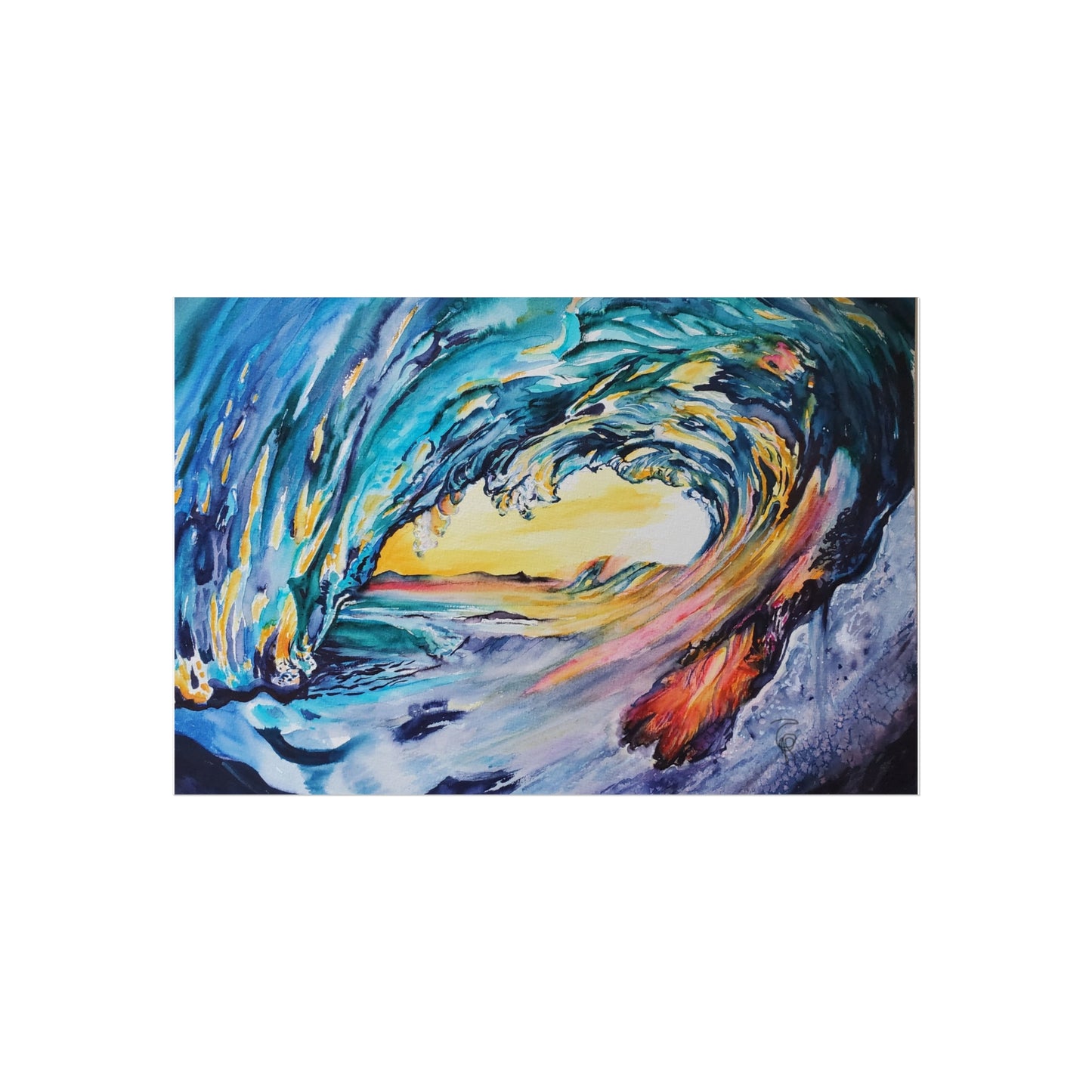 Ocean Wave Art Print, Fine Art Poster, Coastal Wall Decor, Beach House Artwork, Gift for Ocean Lovers, Painting Title: Liquid Sunshine
