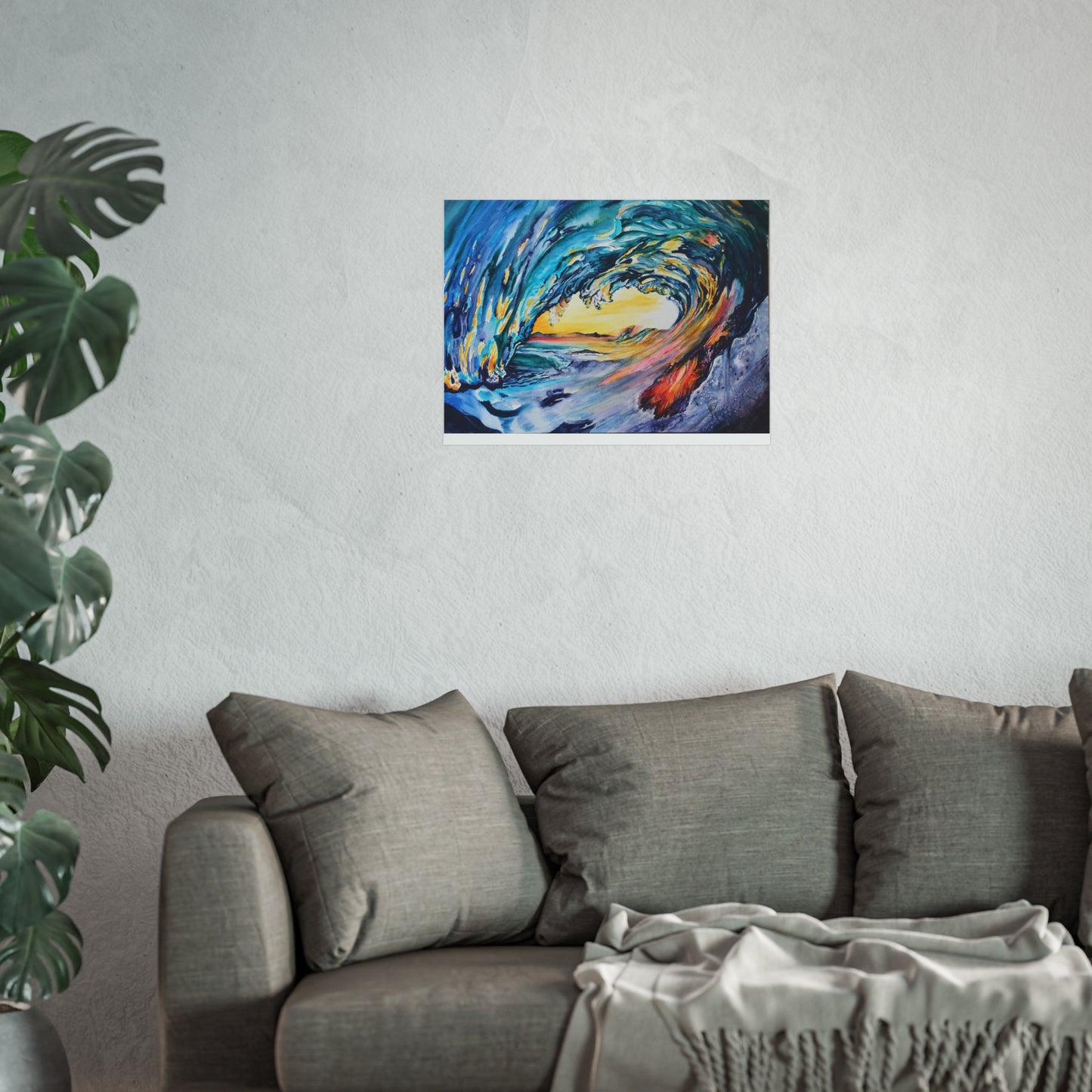 Ocean Wave Art Print, Fine Art Poster, Coastal Wall Decor, Beach House Artwork, Gift for Ocean Lovers, Painting Title: Liquid Sunshine