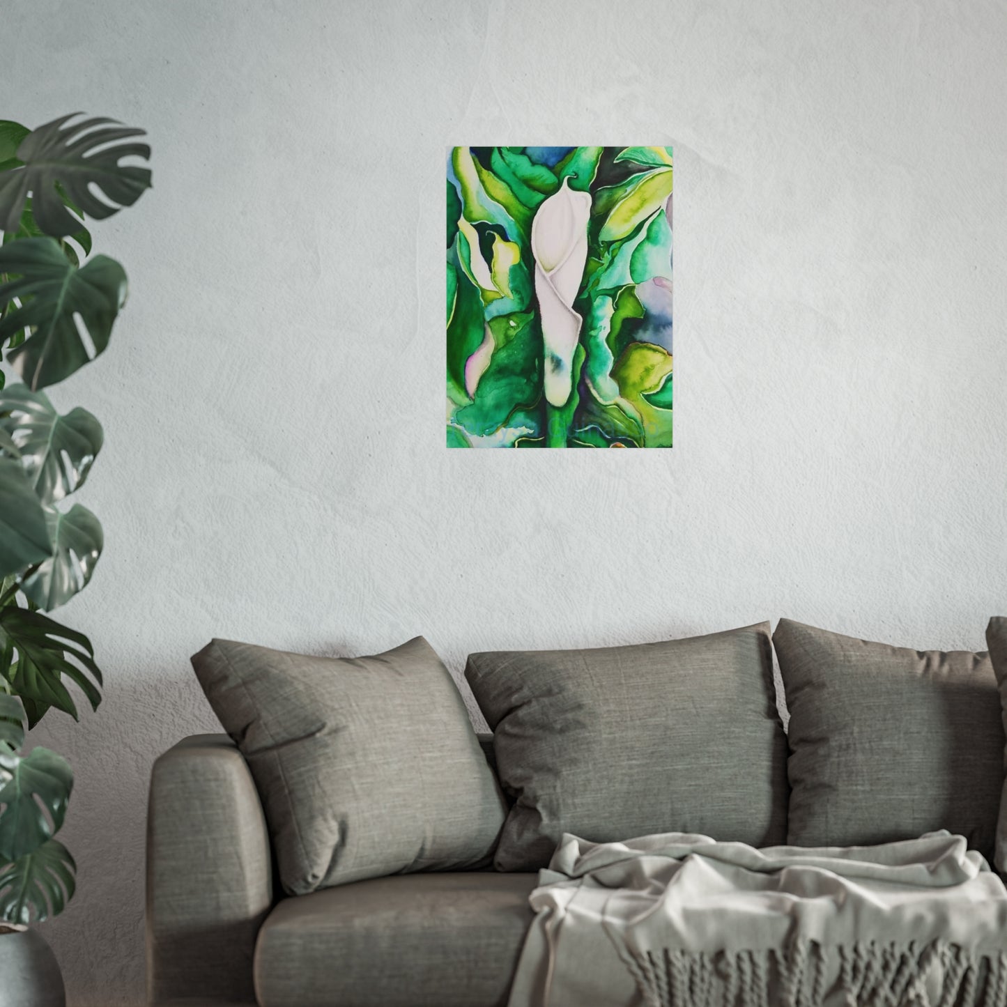 Botanical Fine Art Posters, Green Wall Art, Abstract Art Prints, Home Décor, Gift for Plant Lovers, Painting Title: Lauri's Calla Lily