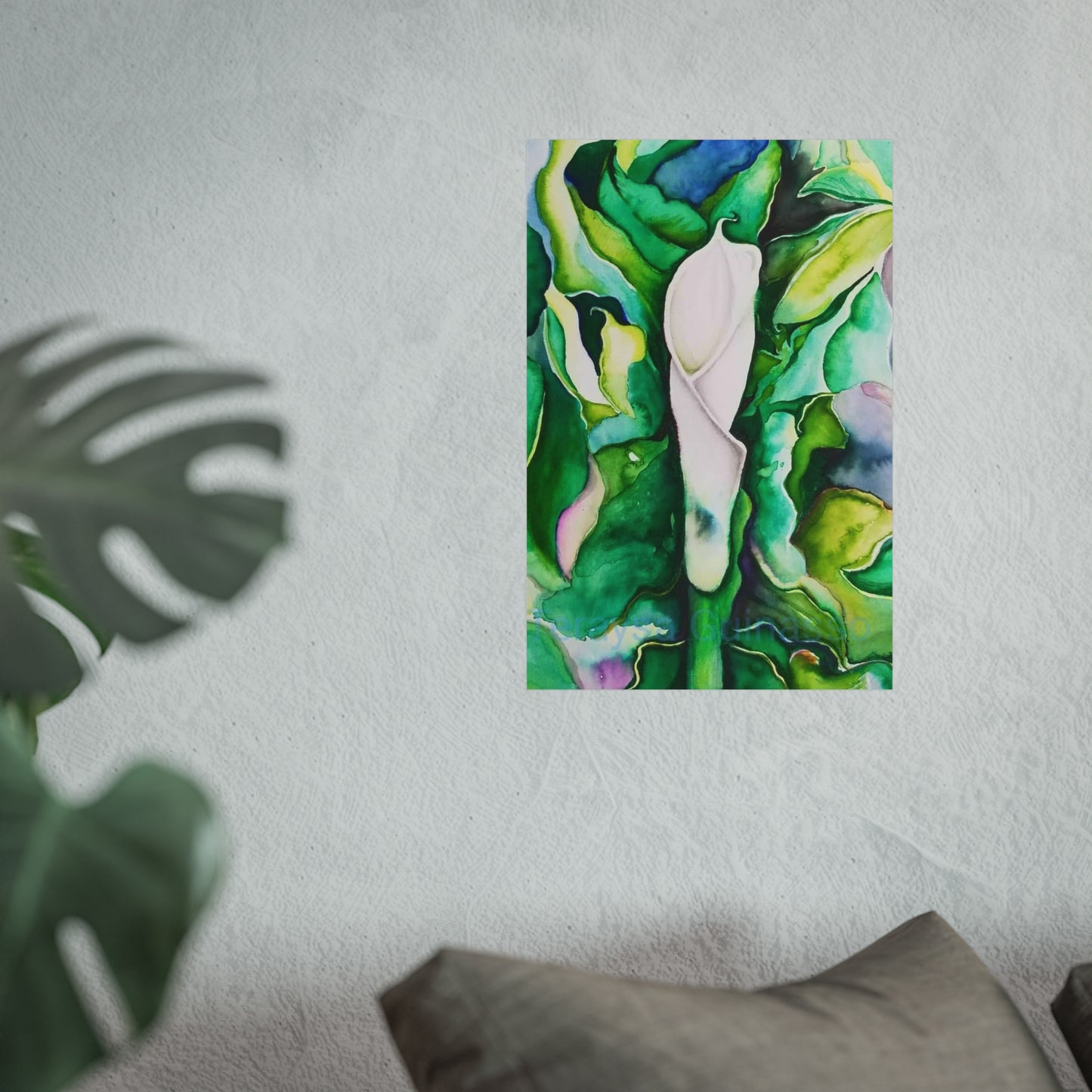 Botanical Fine Art Posters, Green Wall Art, Abstract Art Prints, Home Décor, Gift for Plant Lovers, Painting Title: Lauri's Calla Lily