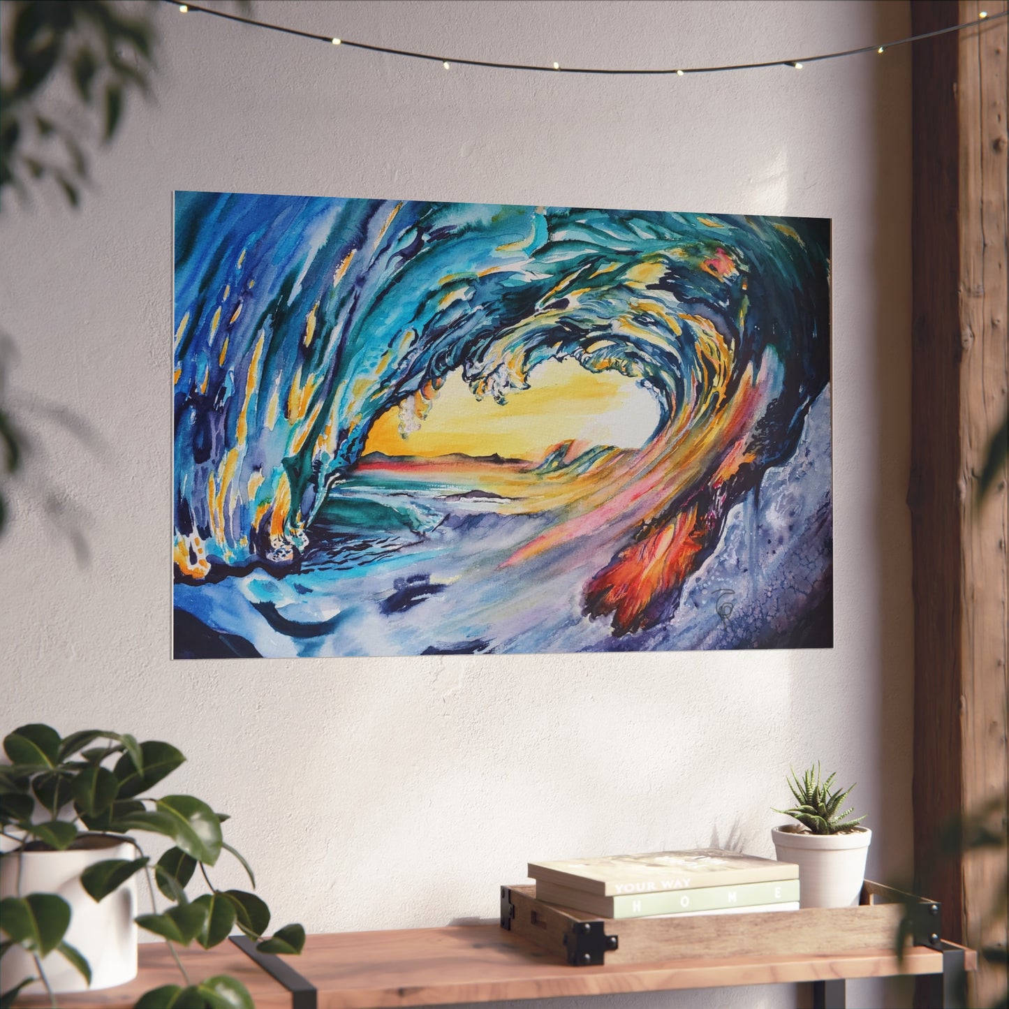 Ocean Wave Art Print, Fine Art Poster, Coastal Wall Decor, Beach House Artwork, Gift for Ocean Lovers, Painting Title: Liquid Sunshine