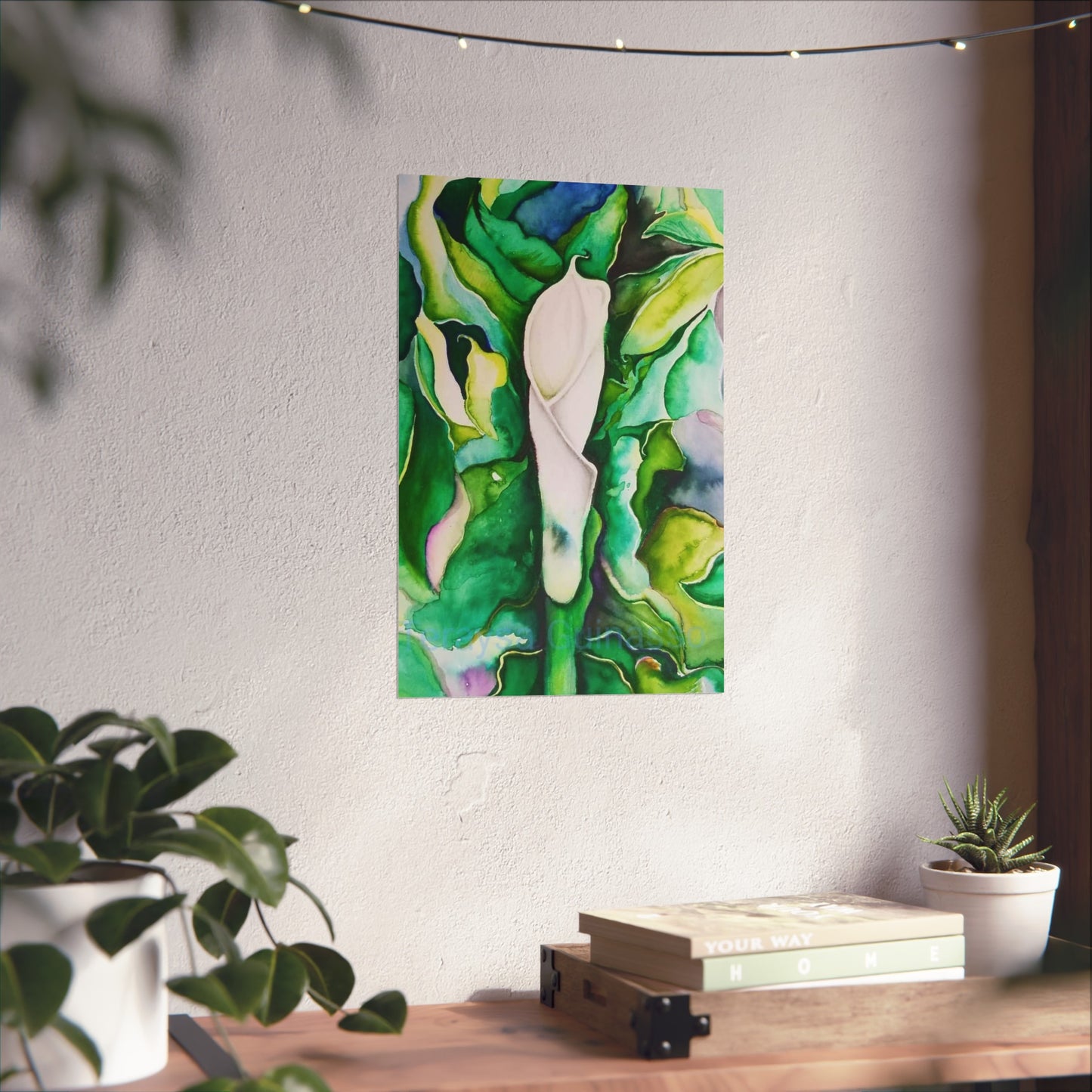 Botanical Fine Art Posters, Green Wall Art, Abstract Art Prints, Home Décor, Gift for Plant Lovers, Painting Title: Lauri's Calla Lily