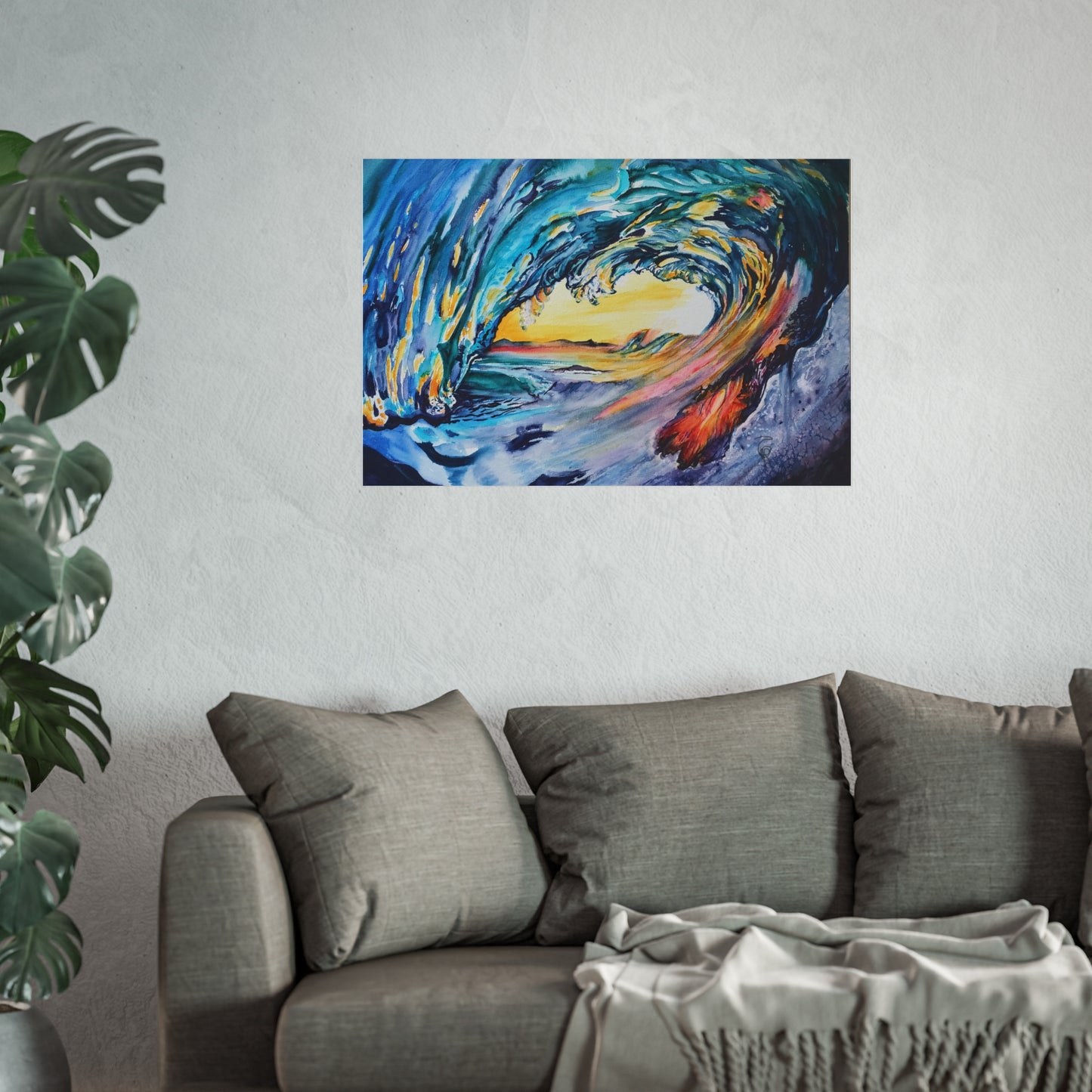 Ocean Wave Art Print, Fine Art Poster, Coastal Wall Decor, Beach House Artwork, Gift for Ocean Lovers, Painting Title: Liquid Sunshine