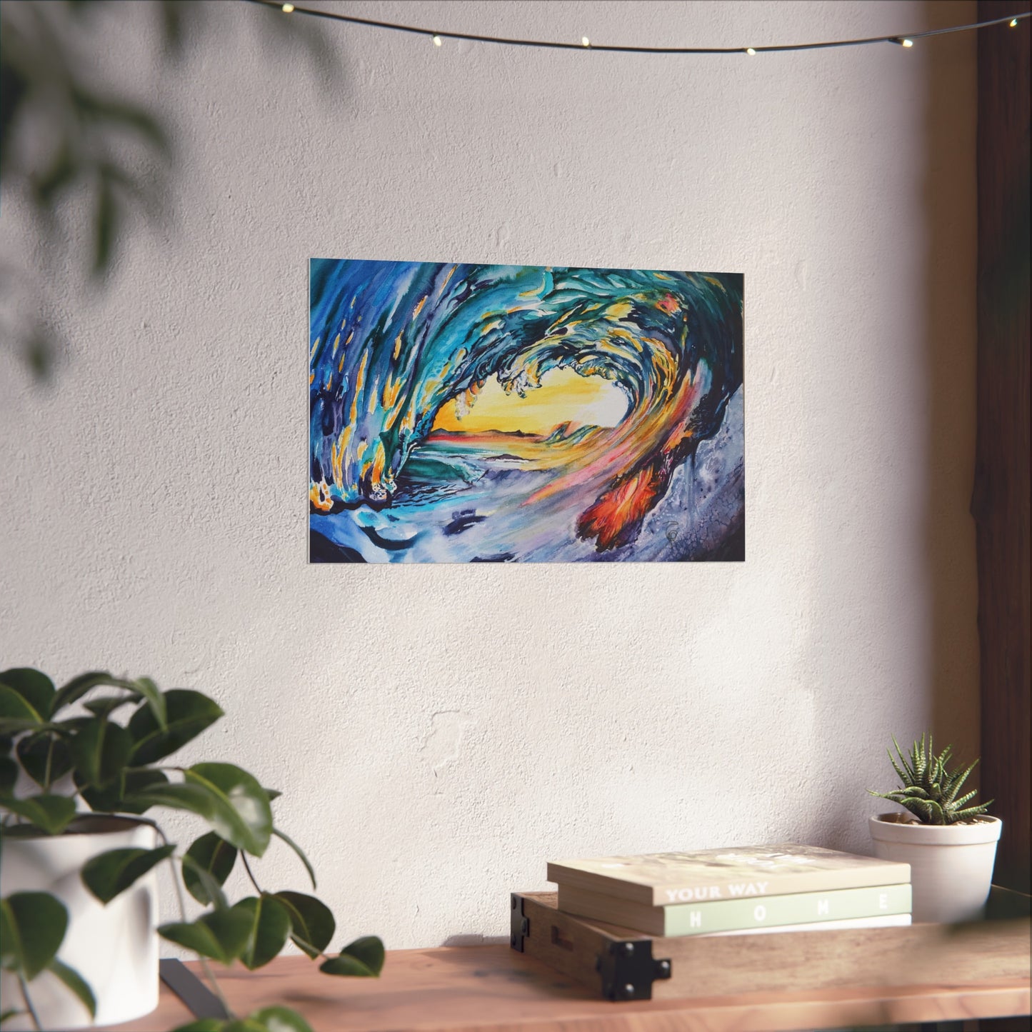 Ocean Wave Art Print, Fine Art Poster, Coastal Wall Decor, Beach House Artwork, Gift for Ocean Lovers, Painting Title: Liquid Sunshine