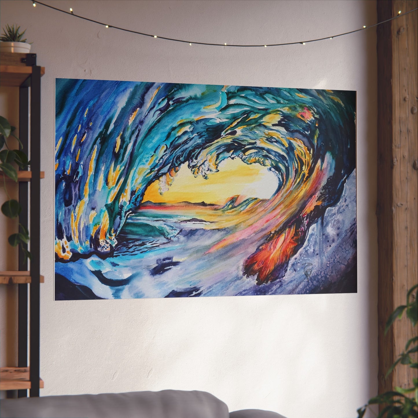 Ocean Wave Art Print, Fine Art Poster, Coastal Wall Decor, Beach House Artwork, Gift for Ocean Lovers, Painting Title: Liquid Sunshine