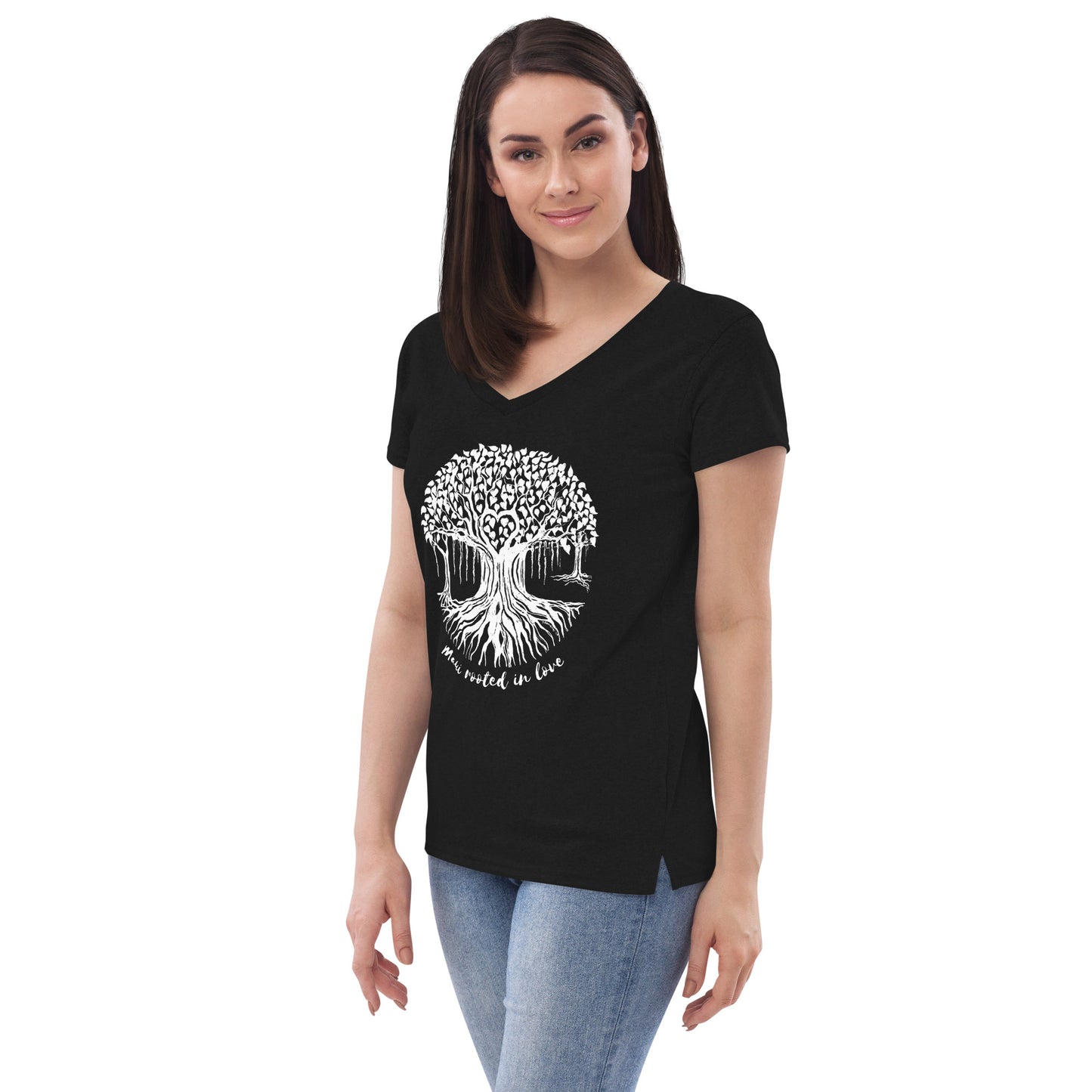 Women’s recycled v-neck t-shirt with Maui Banyan Tree