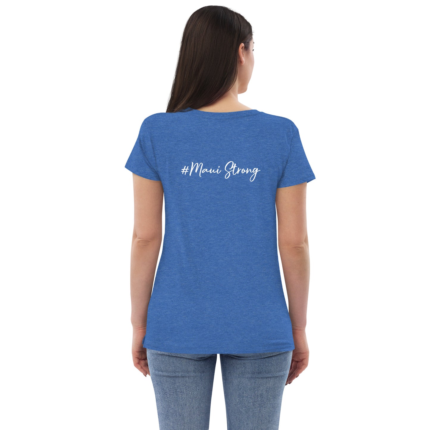 Women’s recycled v-neck t-shirt with Maui Banyan Tree