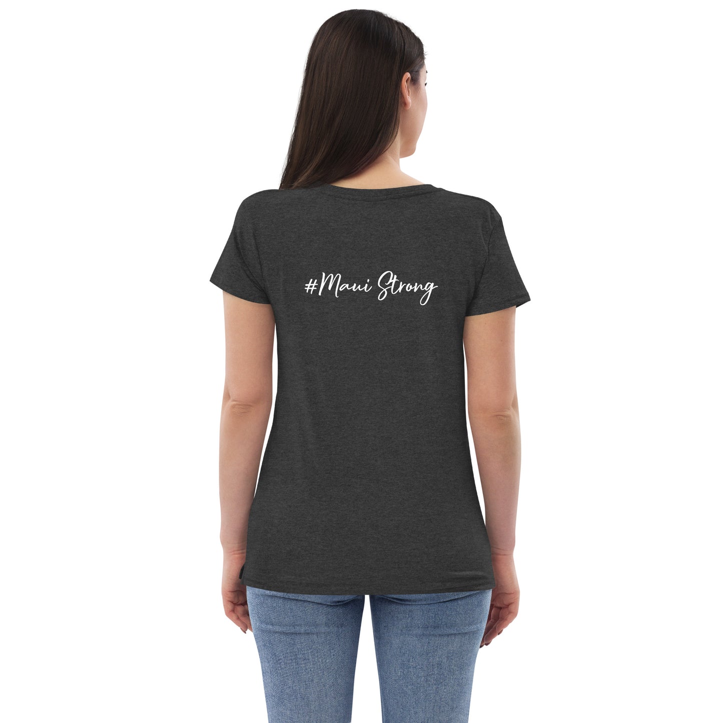 Women’s recycled v-neck t-shirt with Maui Banyan Tree