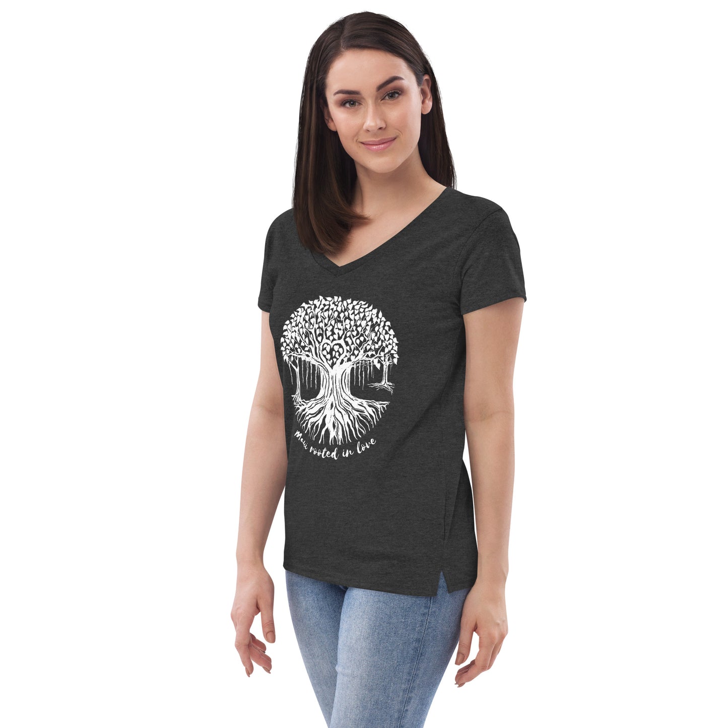 Women’s recycled v-neck t-shirt with Maui Banyan Tree