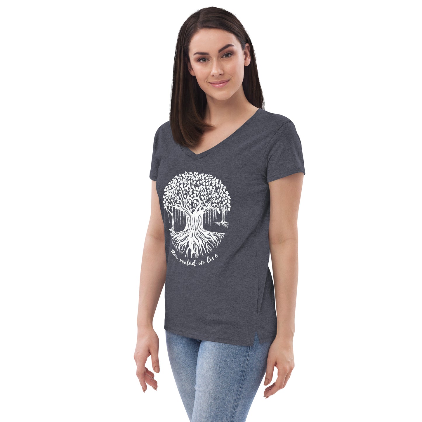Women’s recycled v-neck t-shirt with Maui Banyan Tree