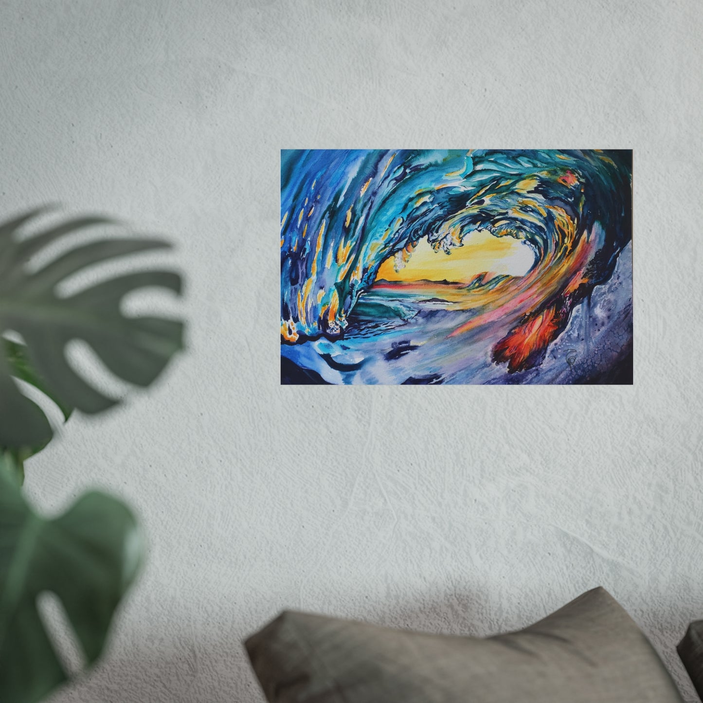 Ocean Wave Art Print, Fine Art Poster, Coastal Wall Decor, Beach House Artwork, Gift for Ocean Lovers, Painting Title: Liquid Sunshine