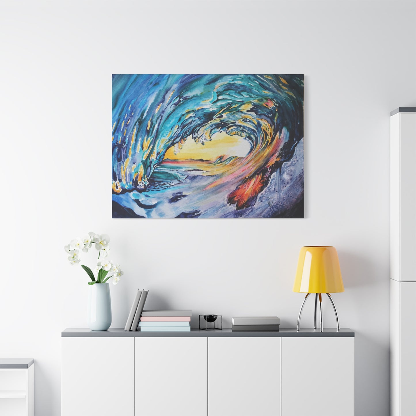 Ocean Wave Art Canvas Print, Home Decor, Beach Lovers Wall Art, Coastal Artwork, Unique Gift Idea, Painting Title: Liquid Sunshine