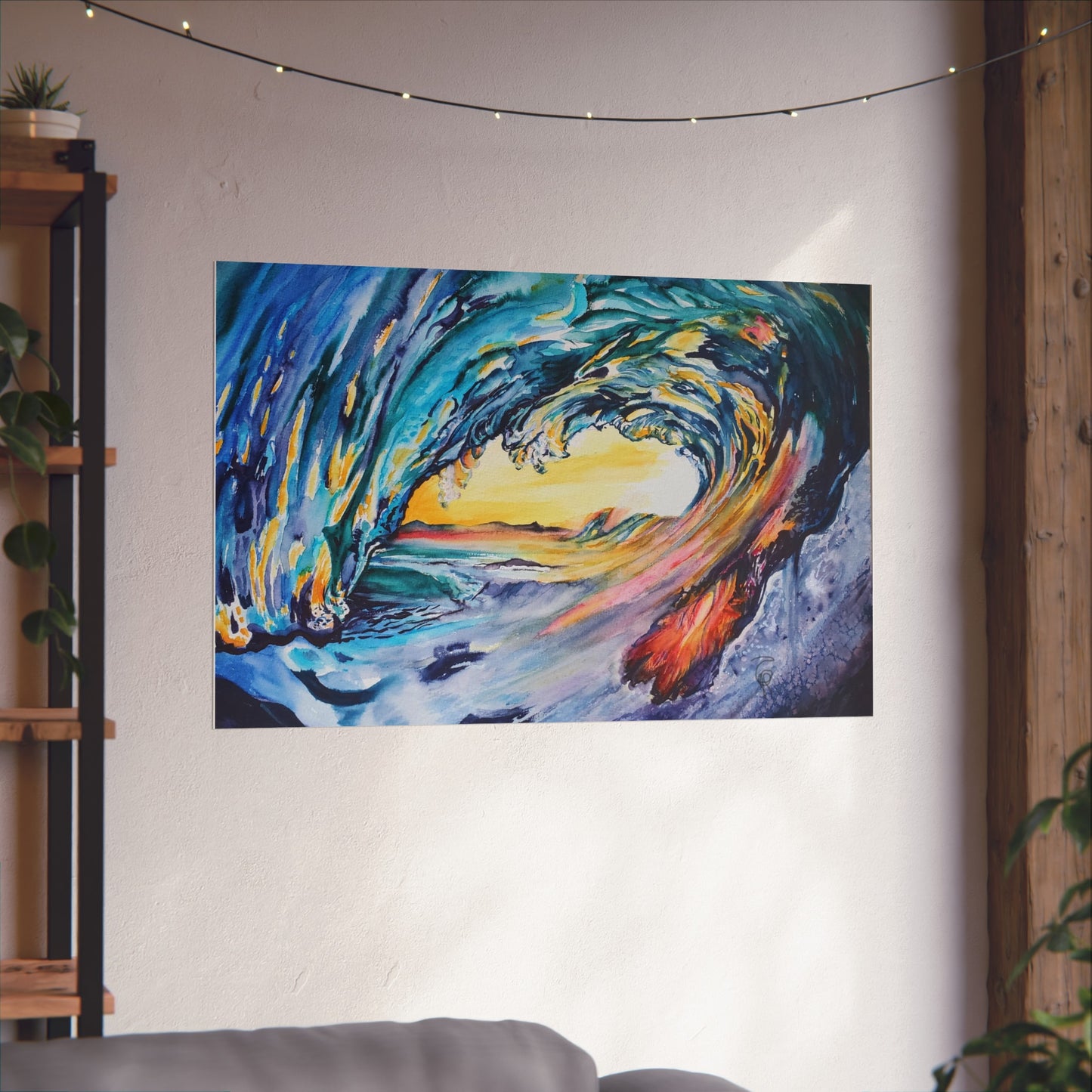 Ocean Wave Art Print, Fine Art Poster, Coastal Wall Decor, Beach House Artwork, Gift for Ocean Lovers, Painting Title: Liquid Sunshine