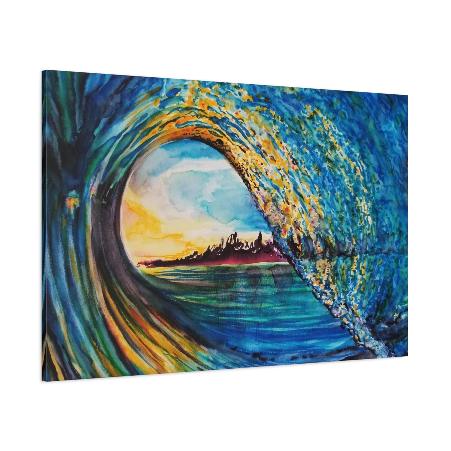 Ocean Wave Canvas Art, Coastal Decor, Abstract Wave Wall Art, Sea Breeze Home Decor, Gift for Beach Lovers, Watercolor, Painting Title: Kasey's Wave