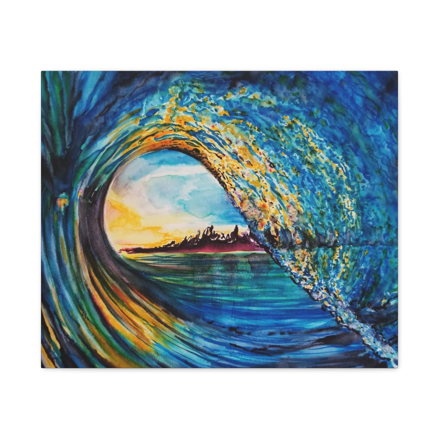 Ocean Wave Canvas Art, Coastal Decor, Abstract Wave Wall Art, Sea Breeze Home Decor, Gift for Beach Lovers, Watercolor, Painting Title: Kasey's Wave