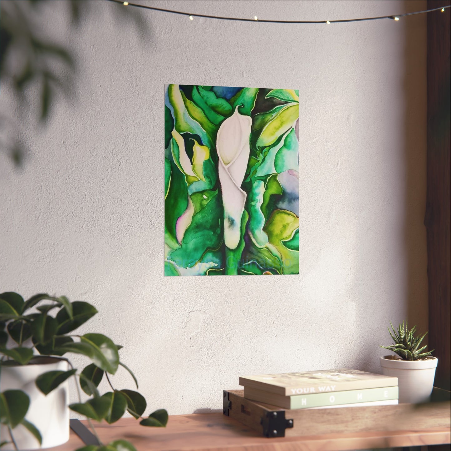 Botanical Fine Art Posters, Green Wall Art, Abstract Art Prints, Home Décor, Gift for Plant Lovers, Painting Title: Lauri's Calla Lily
