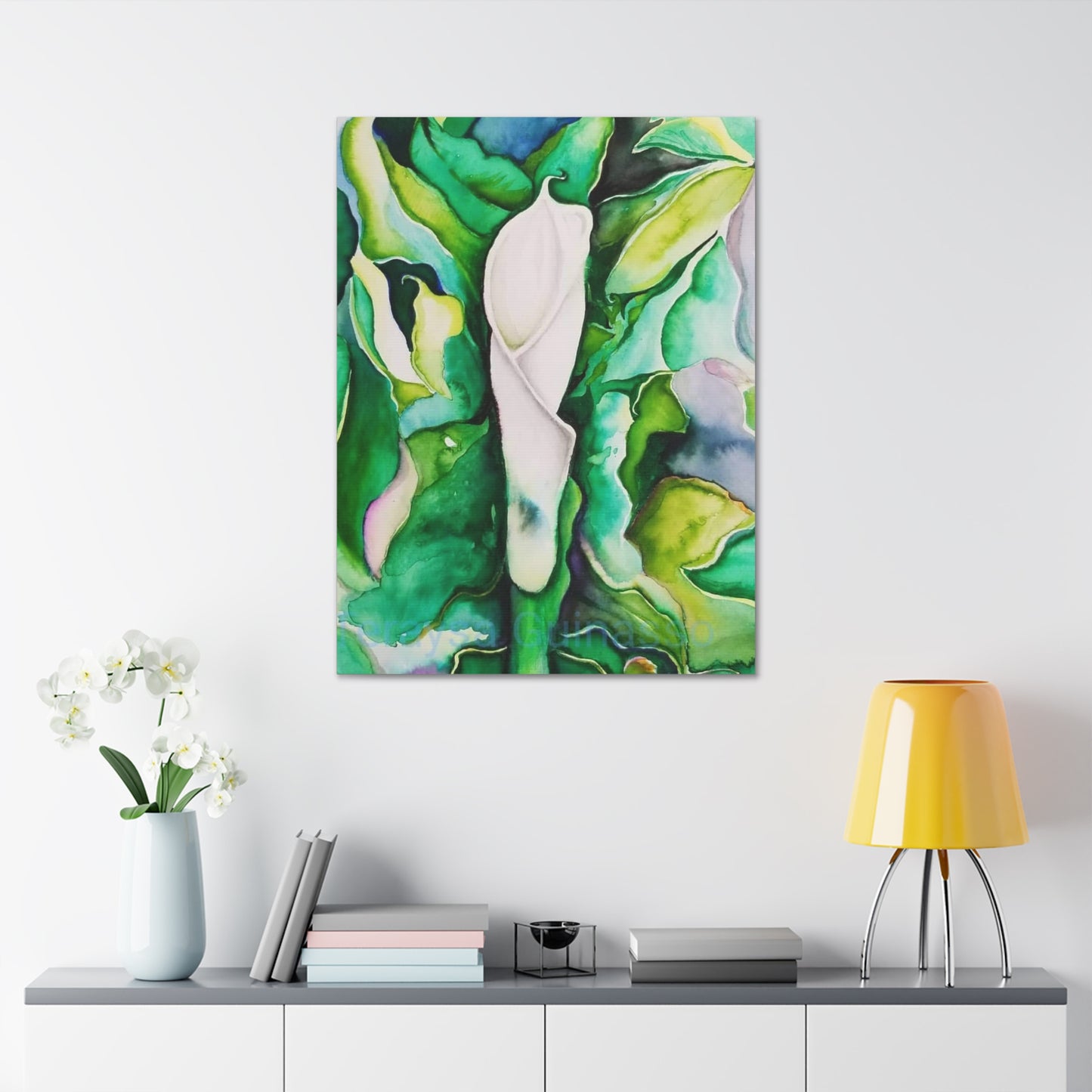 Botanical Canvas Print, Nature Wall Art, Home Decor, Gift for Plant Lovers, Greenery Artwork, Floral Decor, Painting Title: Painting Title: Lauri's Calla Lily
