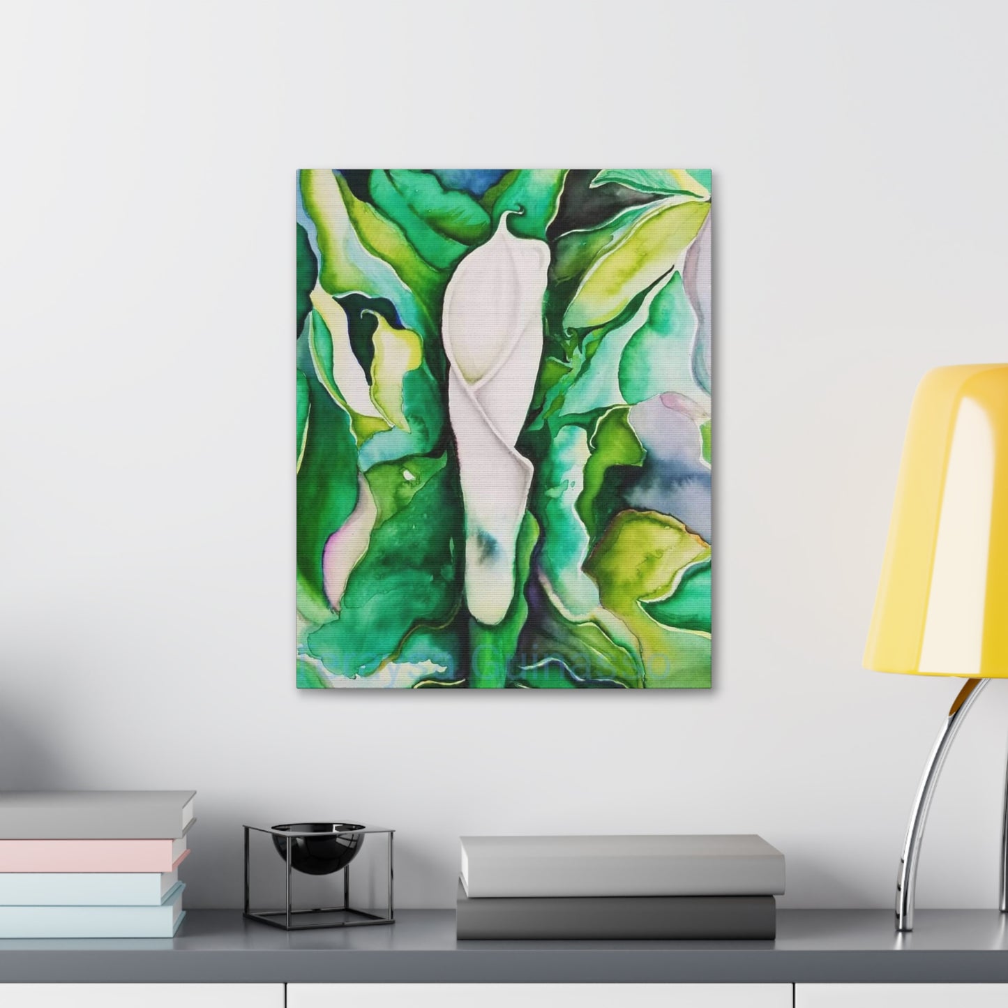 Botanical Canvas Print, Nature Wall Art, Home Decor, Gift for Plant Lovers, Greenery Artwork, Floral Decor, Painting Title: Painting Title: Lauri's Calla Lily