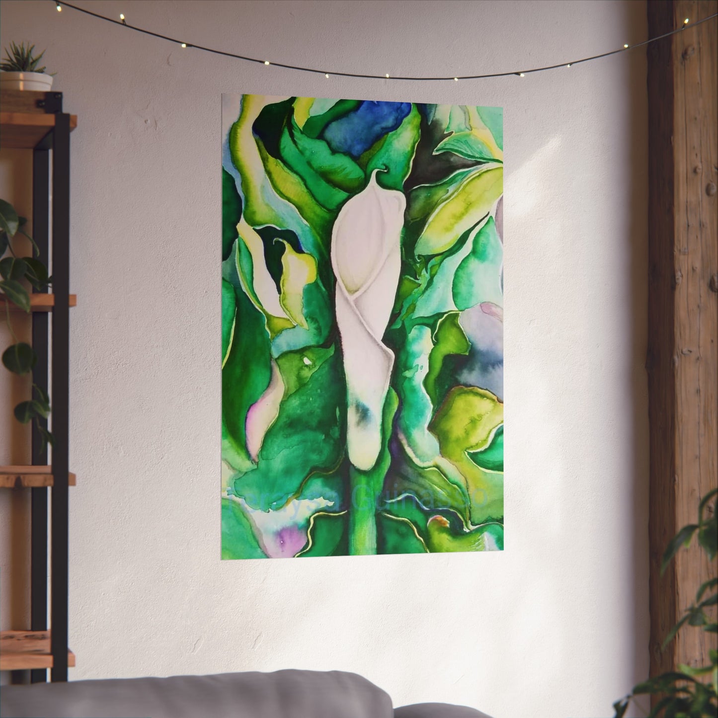 Botanical Fine Art Posters, Green Wall Art, Abstract Art Prints, Home Décor, Gift for Plant Lovers, Painting Title: Lauri's Calla Lily