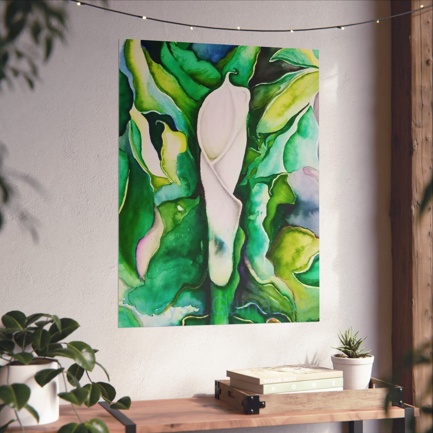 Botanical Fine Art Posters, Green Wall Art, Abstract Art Prints, Home Décor, Gift for Plant Lovers, Painting Title: Lauri's Calla Lily