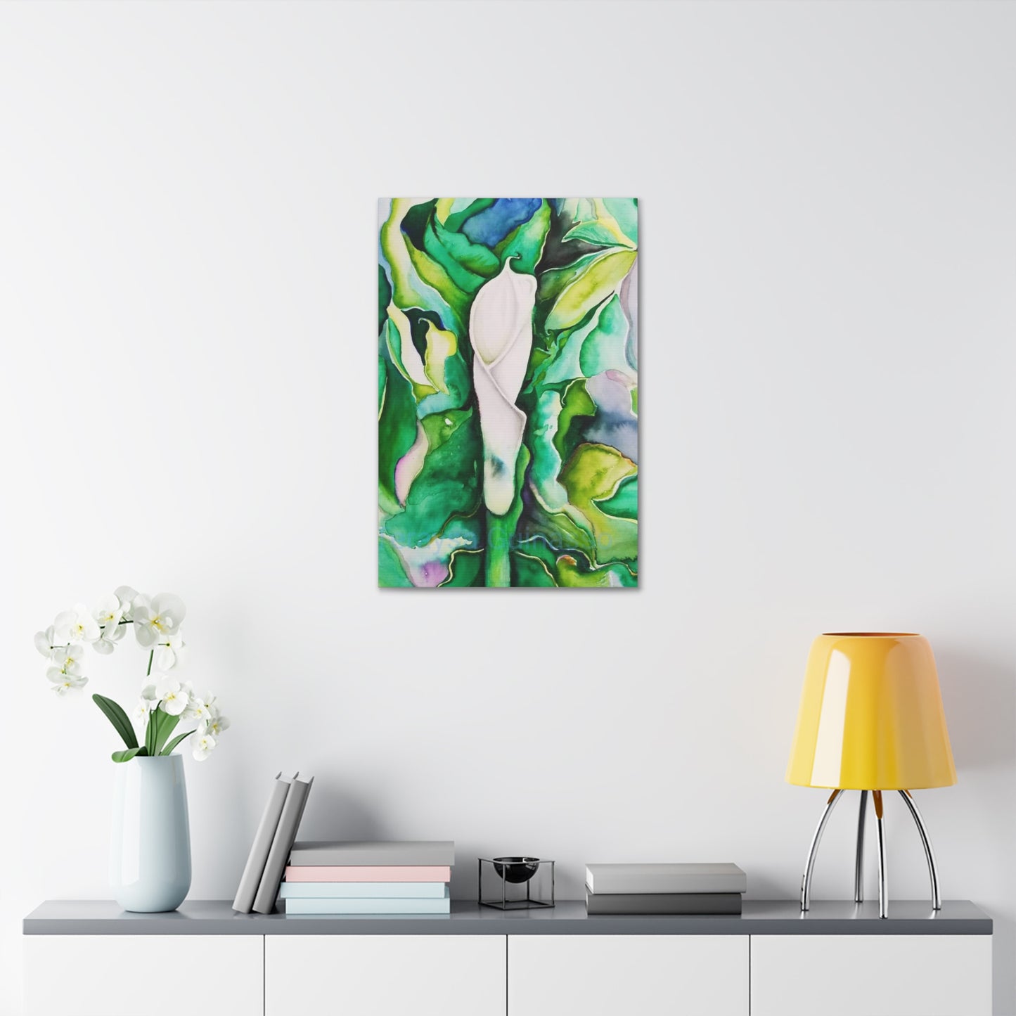 Botanical Canvas Print, Nature Wall Art, Home Decor, Gift for Plant Lovers, Greenery Artwork, Floral Decor, Painting Title: Painting Title: Lauri's Calla Lily