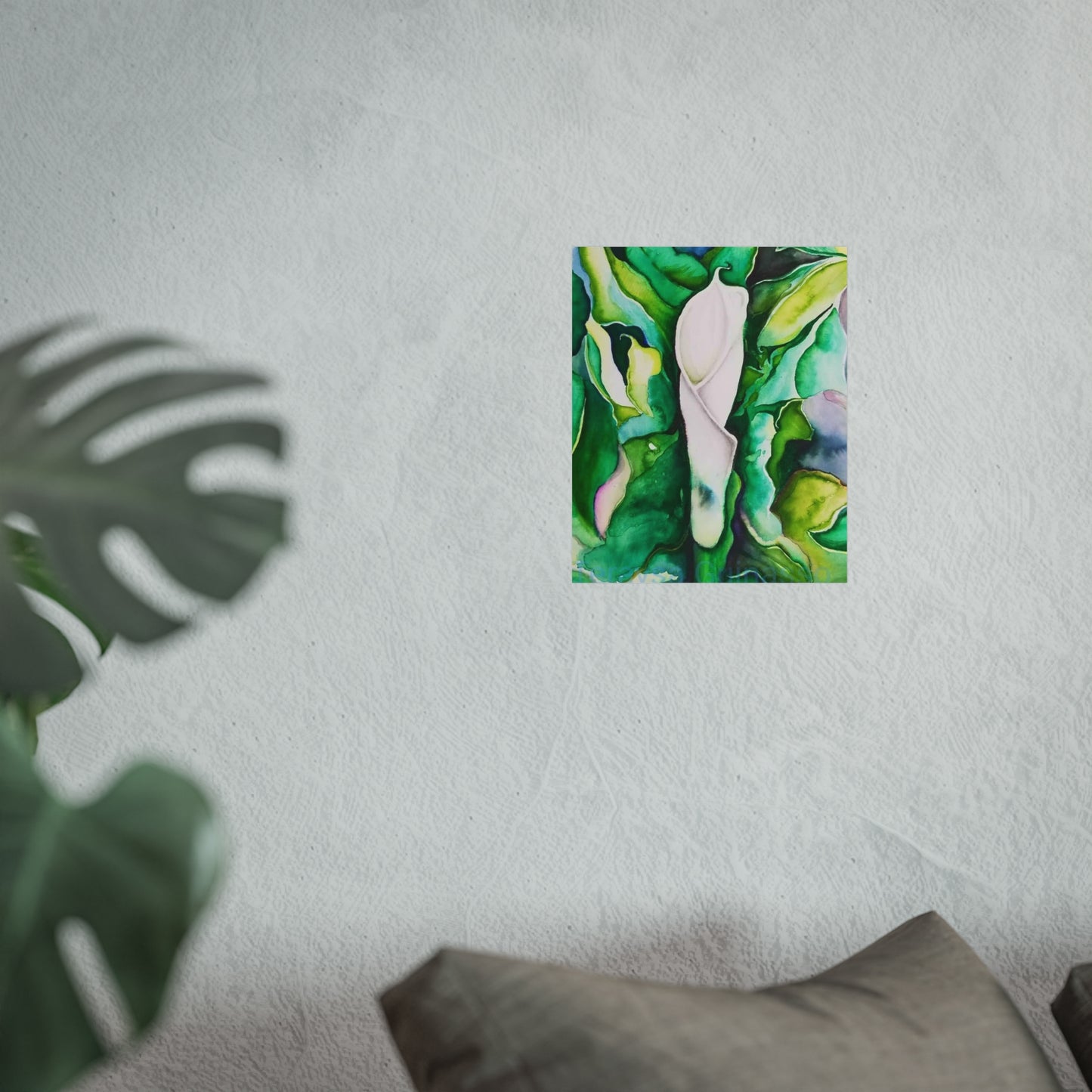 Botanical Fine Art Posters, Green Wall Art, Abstract Art Prints, Home Décor, Gift for Plant Lovers, Painting Title: Lauri's Calla Lily