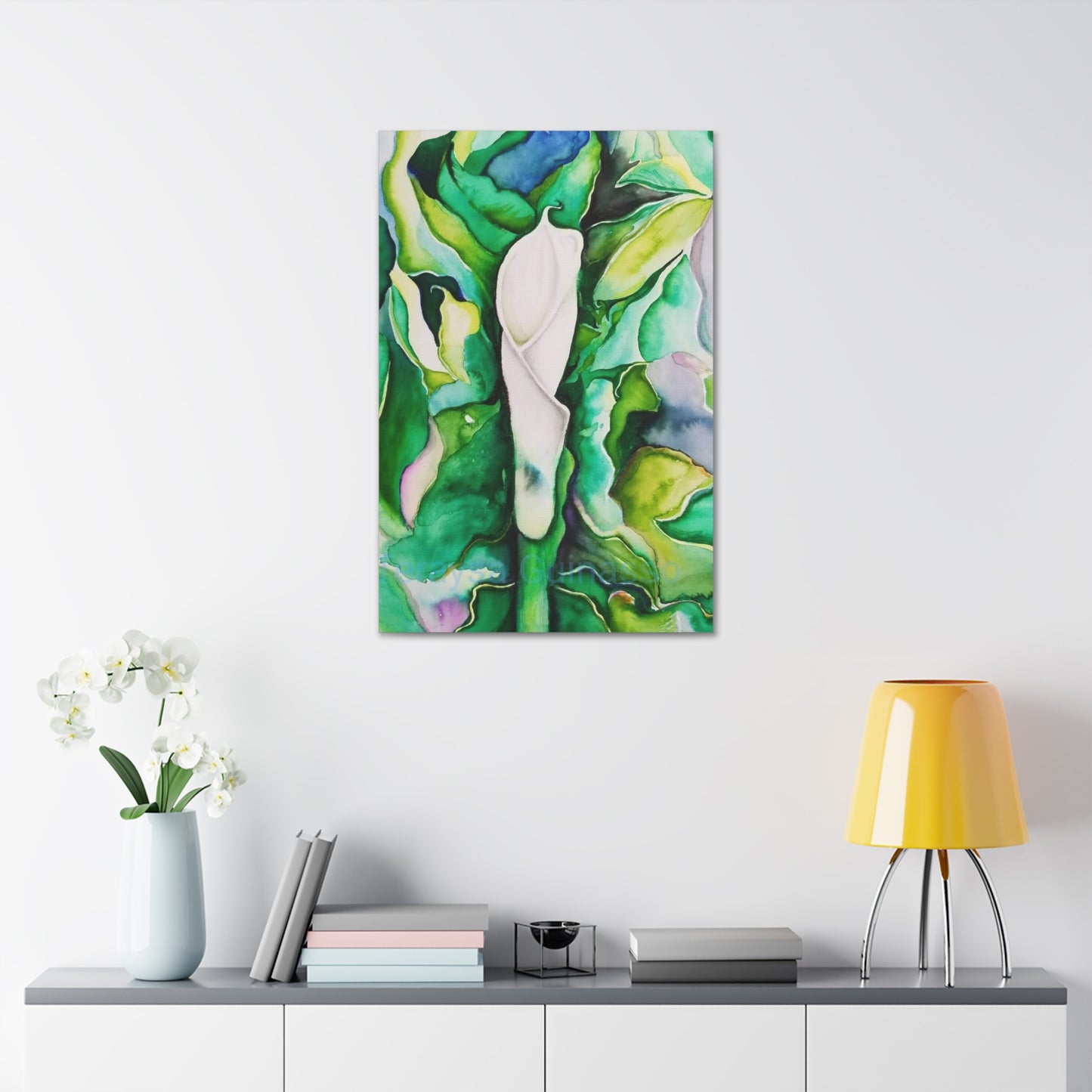 Botanical Canvas Print, Nature Wall Art, Home Decor, Gift for Plant Lovers, Greenery Artwork, Floral Decor, Painting Title: Painting Title: Lauri's Calla Lily