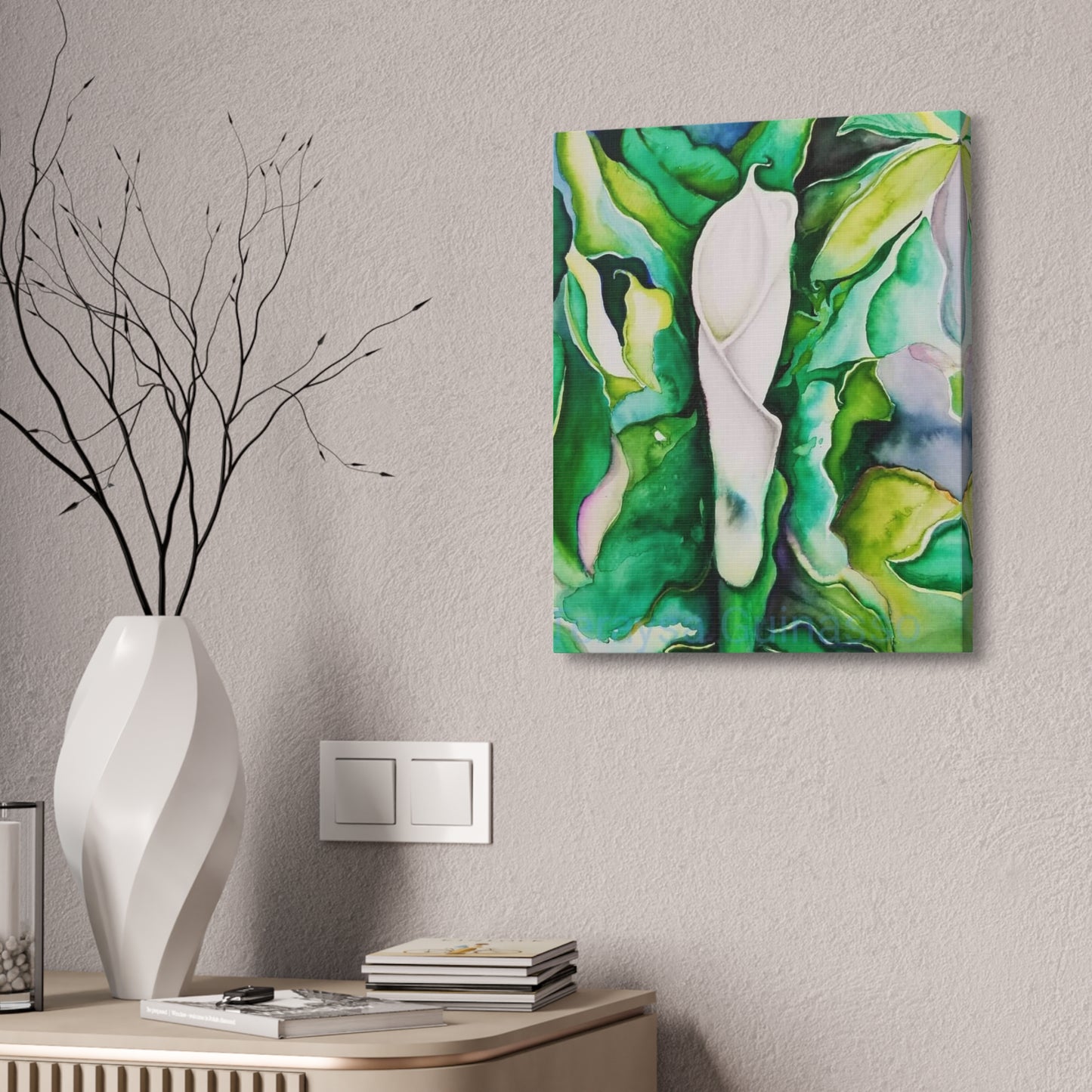 Botanical Canvas Print, Nature Wall Art, Home Decor, Gift for Plant Lovers, Greenery Artwork, Floral Decor, Painting Title: Painting Title: Lauri's Calla Lily
